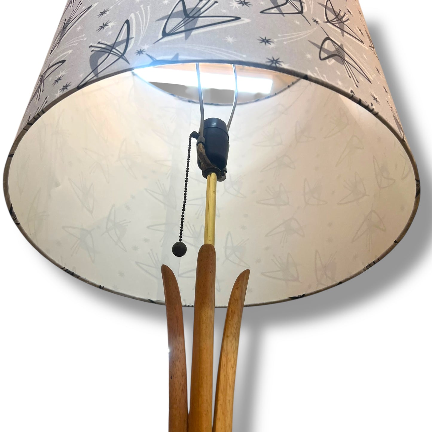 Atomic Floor Lamp with Built-In Table & Atomic Print Shade