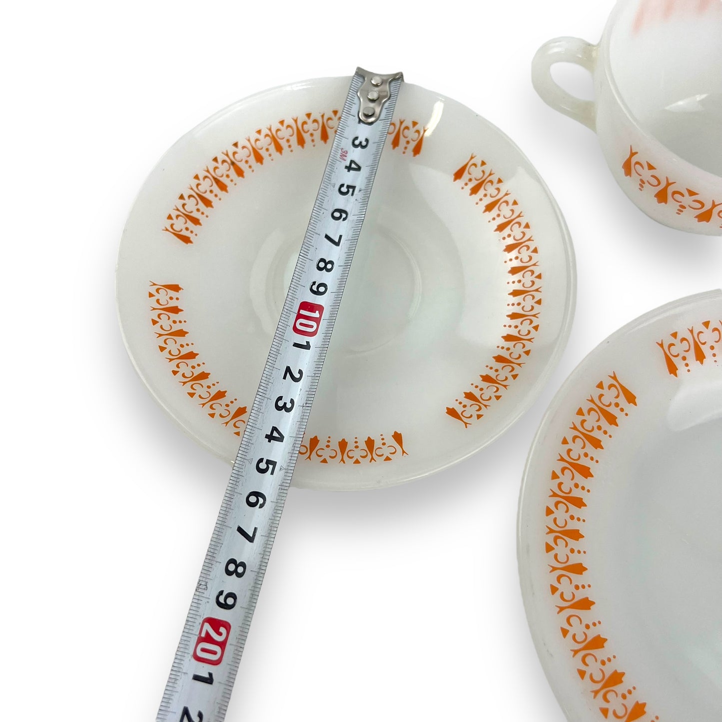 Termo-Rey Orange & white Cup & Plate Trio - Made in Brazil