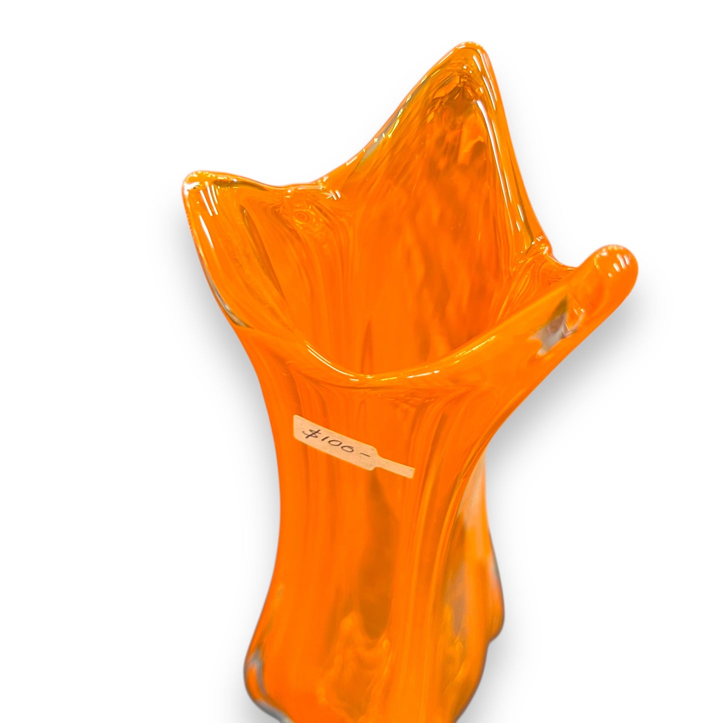 Orange Mid-Century Art Glass Vase