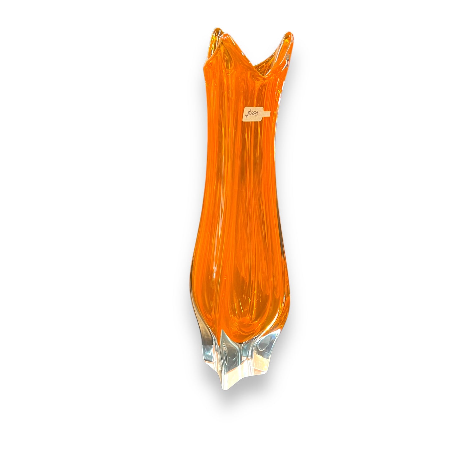 Orange Mid-Century Art Glass Vase