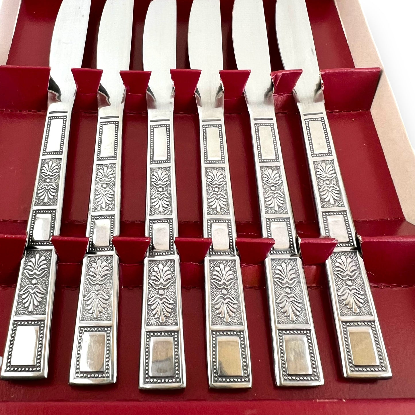 Vintage 6-Piece Stainless Steel Fruit Knife Set in Original Gift Box