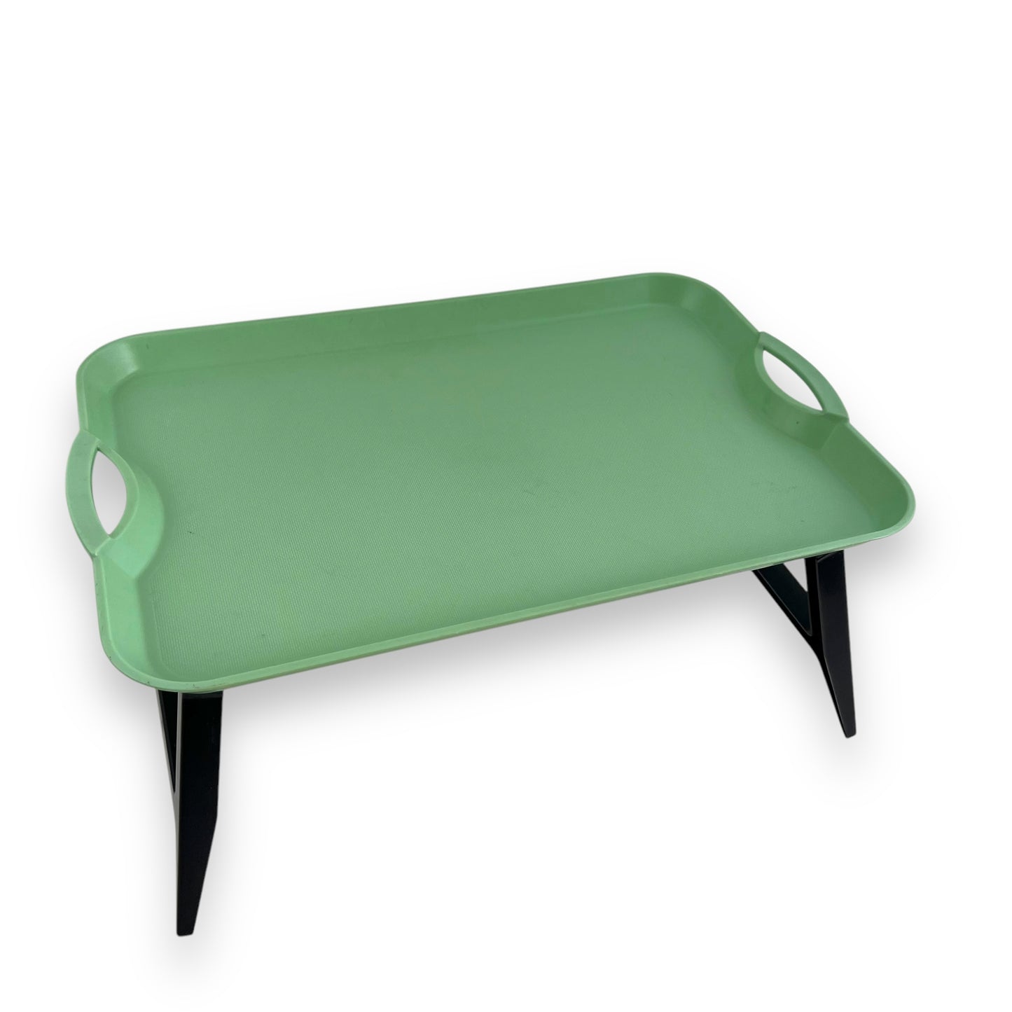 Green Plastic Breakfast tray black legs (1 pin in leg missing)