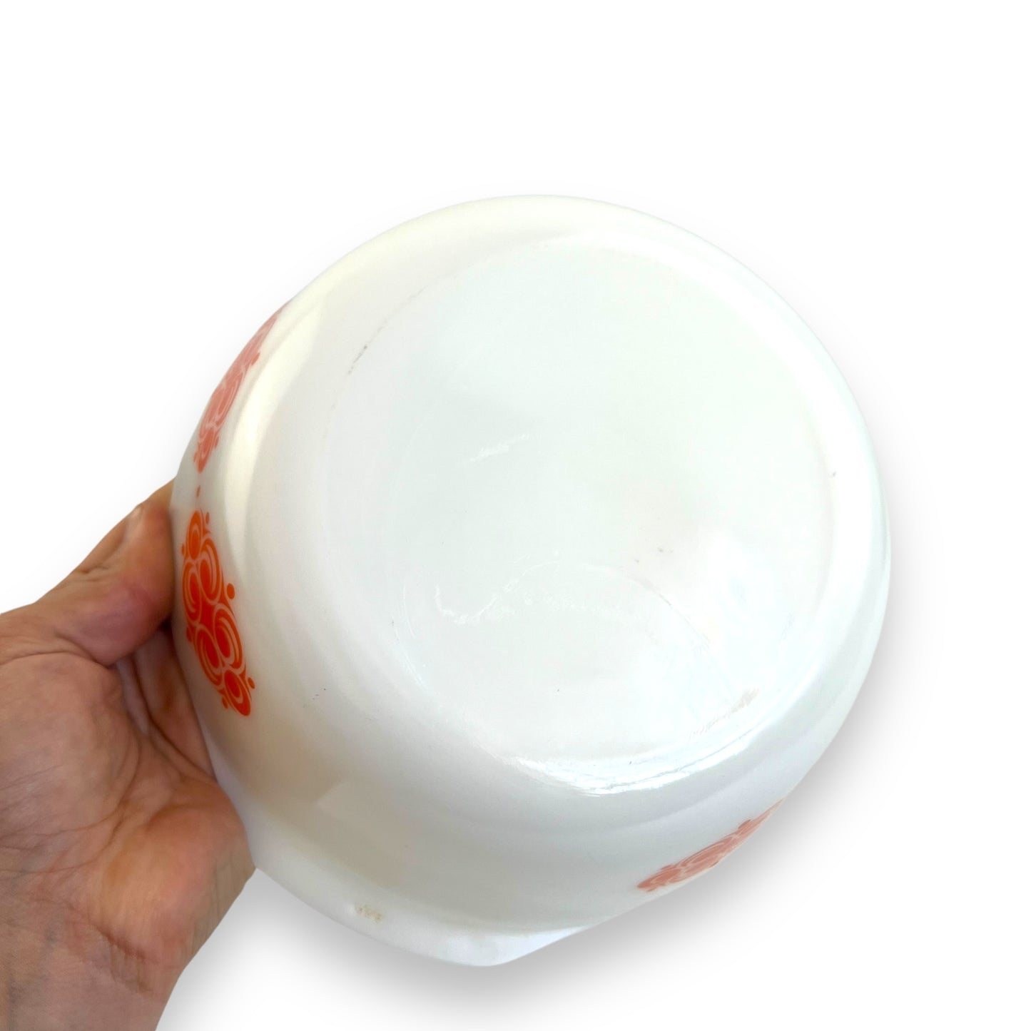 Pyrex-Style Bowl with Orange Pattern