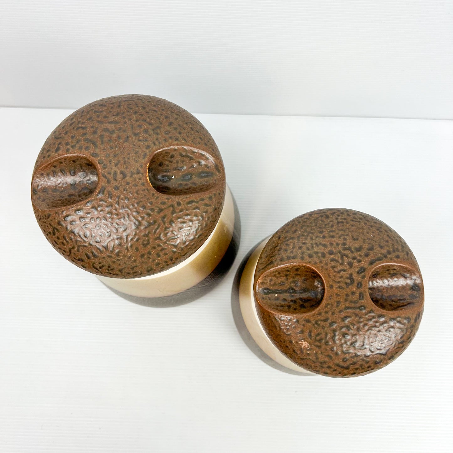 Ceramic Kitchen Storage Canister set with coffee bean shape lids.
