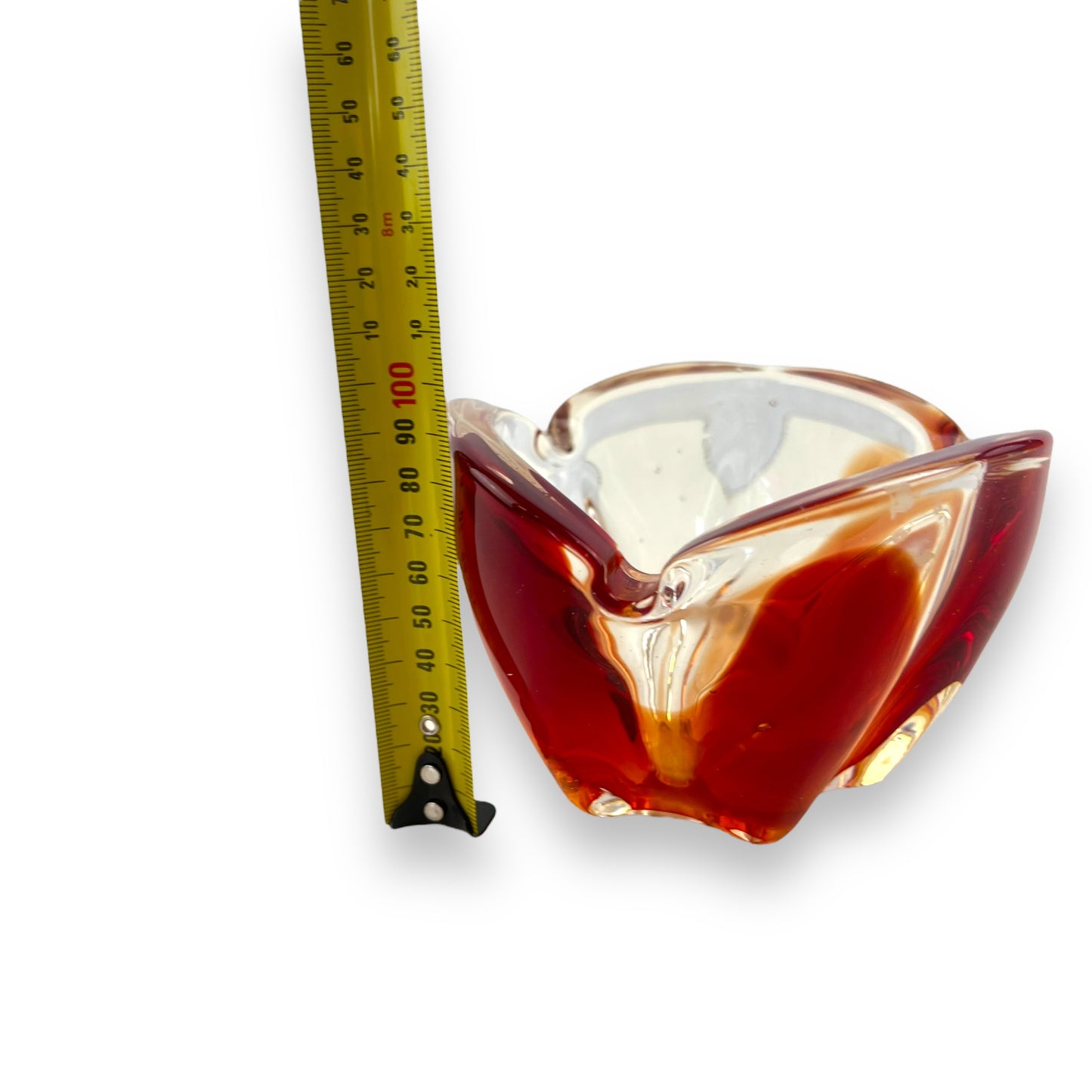 Red and clear Art Glass dish