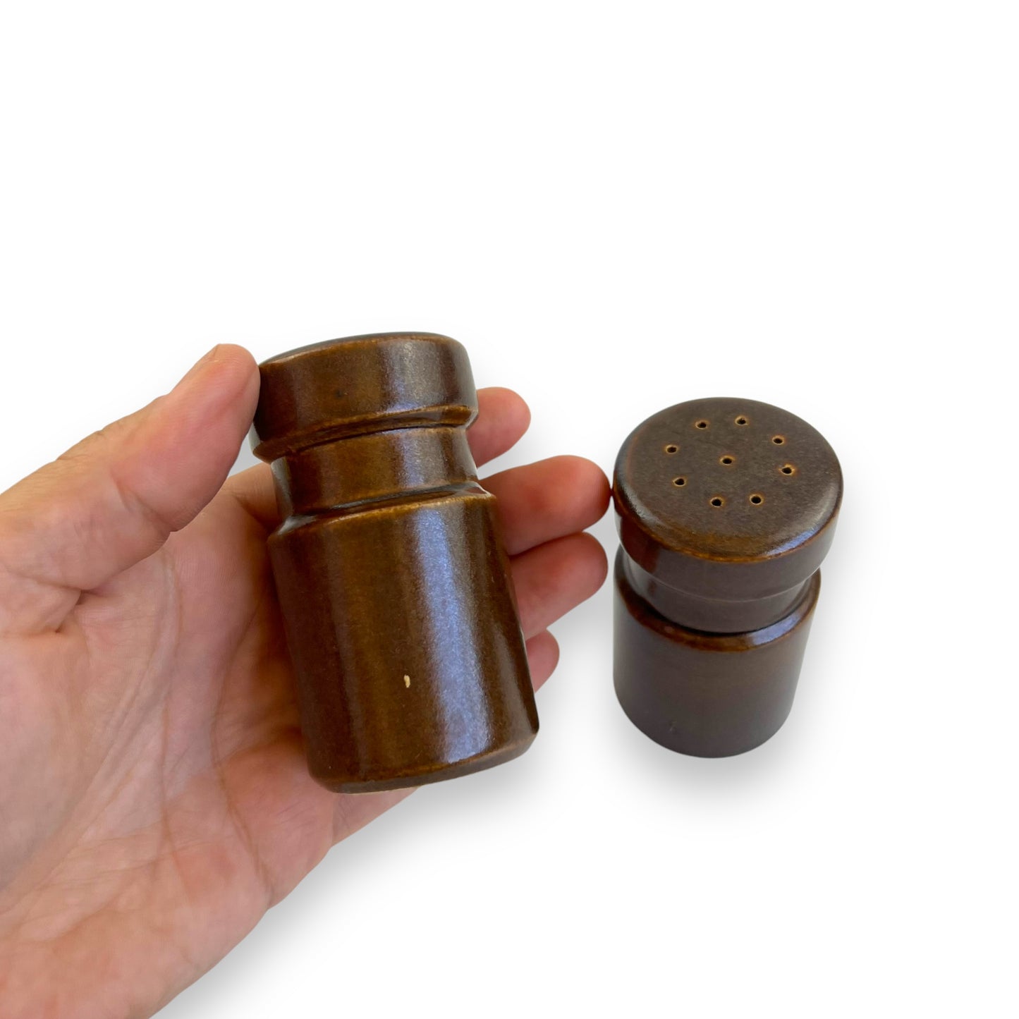 Stoneware Salt & Pepper Shakers – Brown Glazed Ceramic
