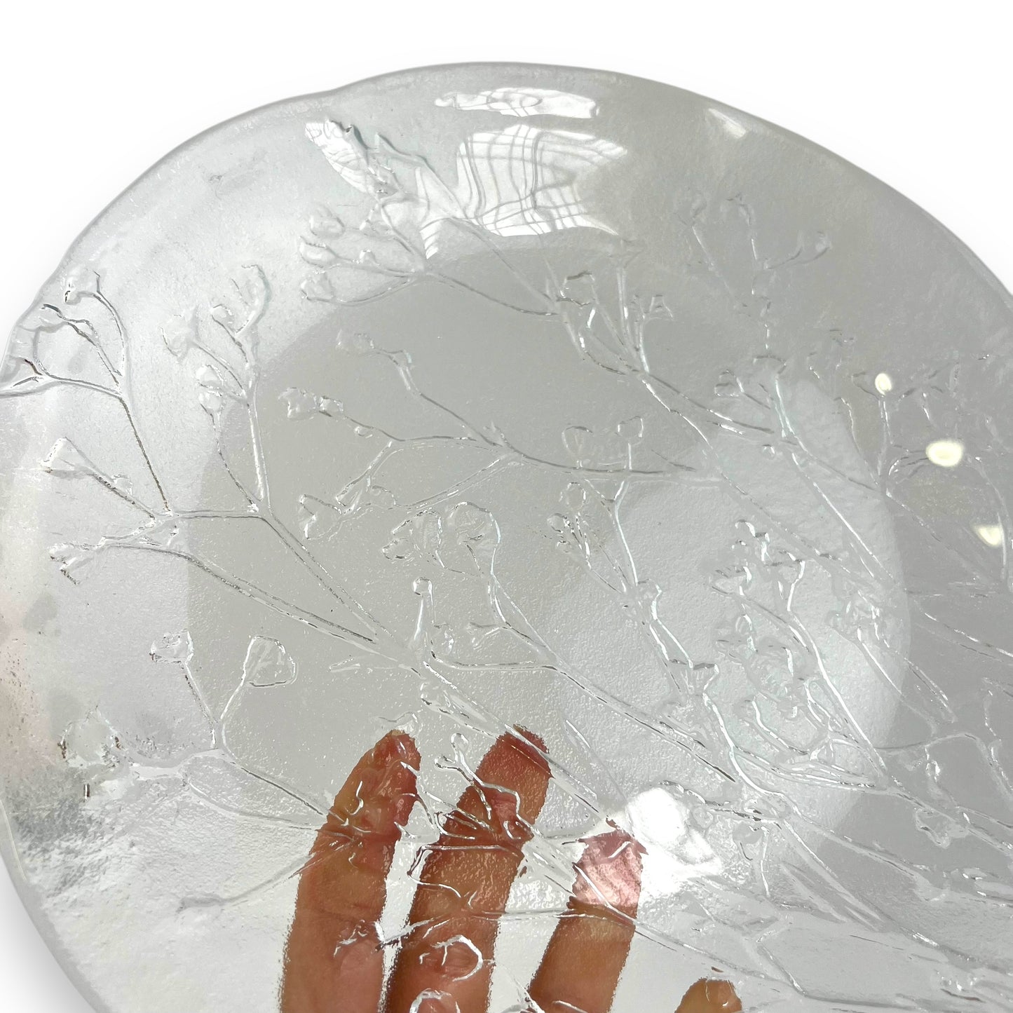 Floral Design Embossed Glass Plate