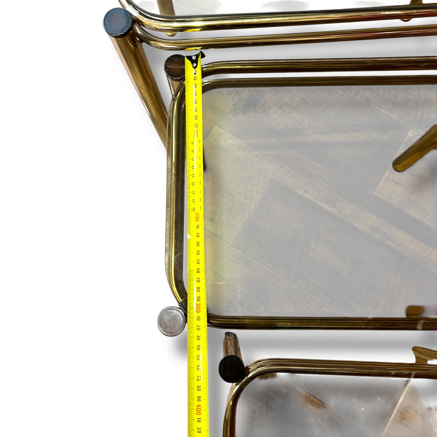 Brass & Smoked Glass Nesting Tables – Set of 3