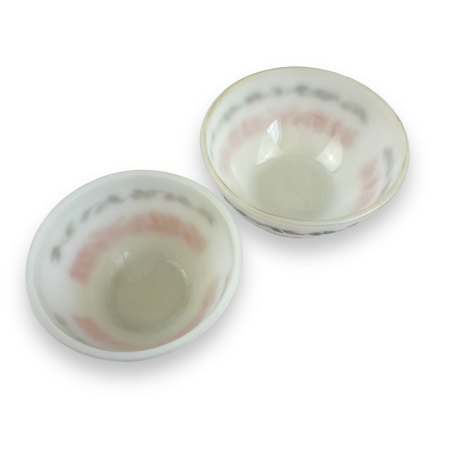 Pair of Vintage Fruit Design Milk Glass Bowls