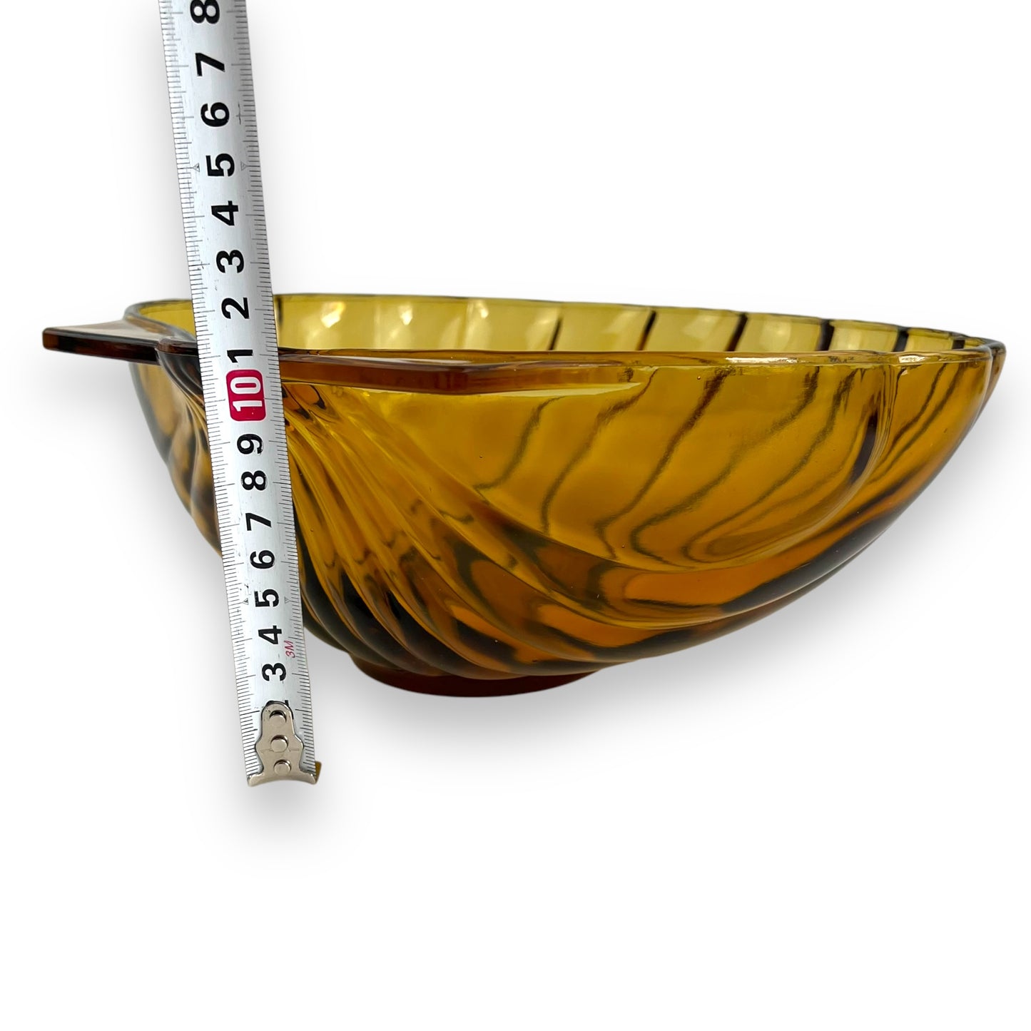 Large Amber Glass Shell Shape Serving Bowl