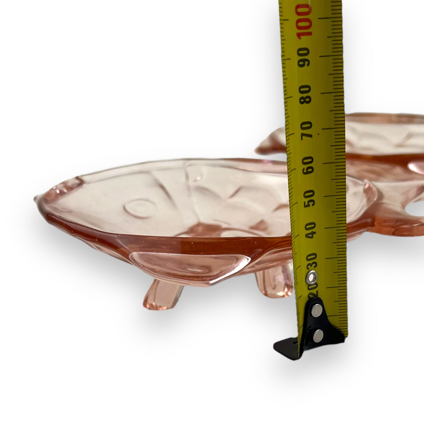 Pink glass fish dish set of 3
