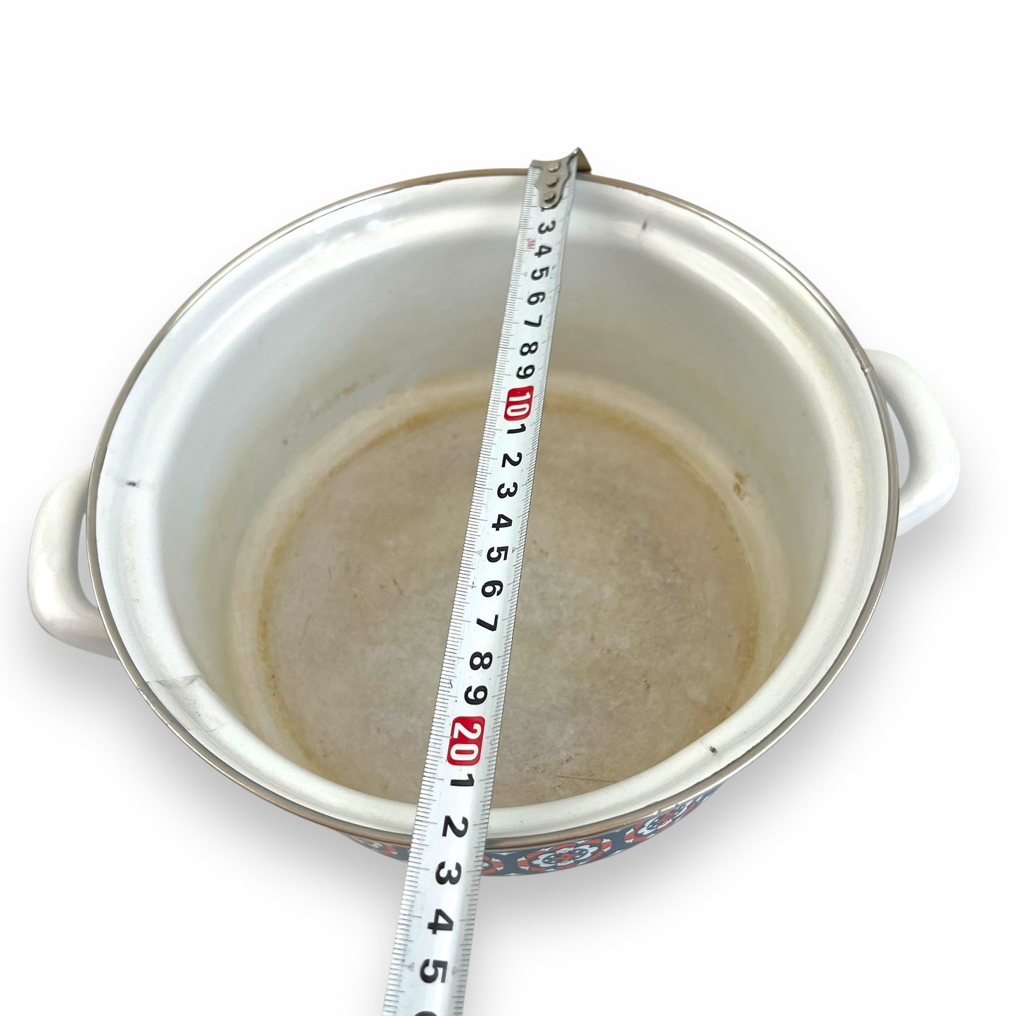 Blue, red & White Double Handle Cooking Pot