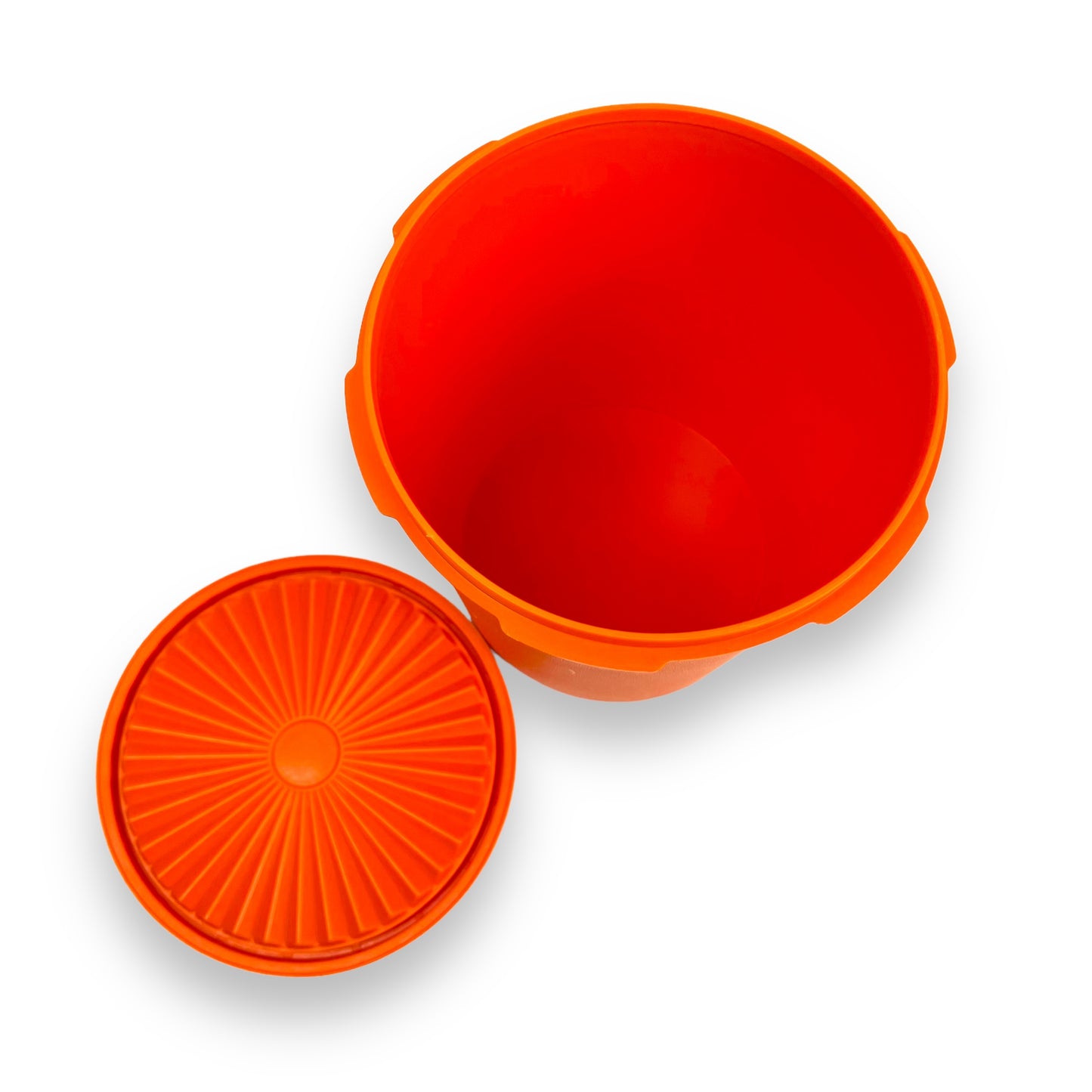 Orange Tupperware Cylinder Storage Container