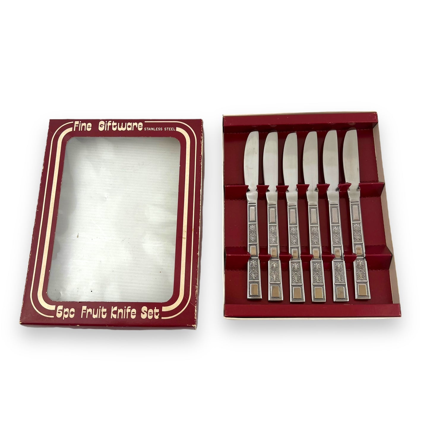 Vintage 6-Piece Stainless Steel Fruit Knife Set in Original Gift Box