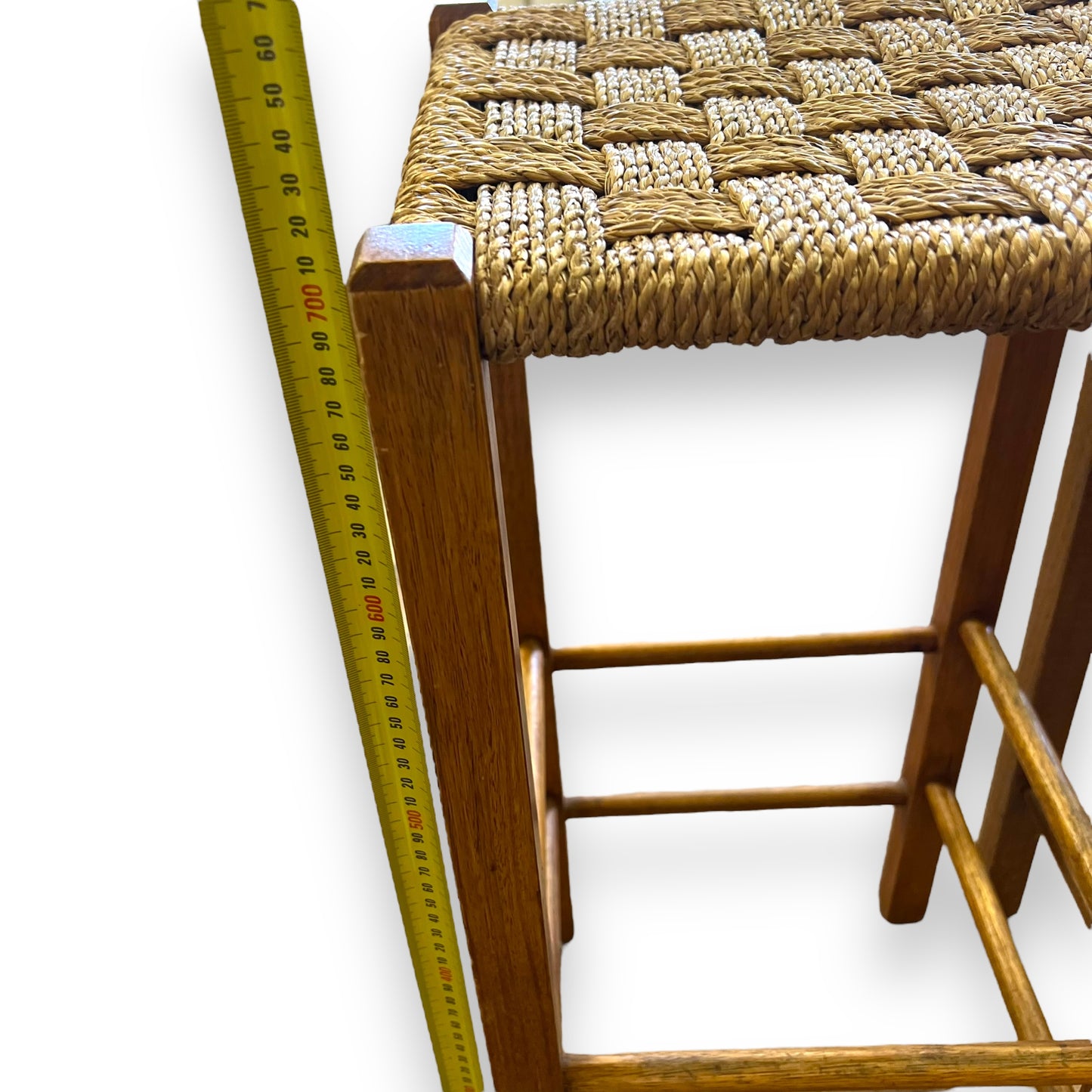 Wooden Stool with woven top