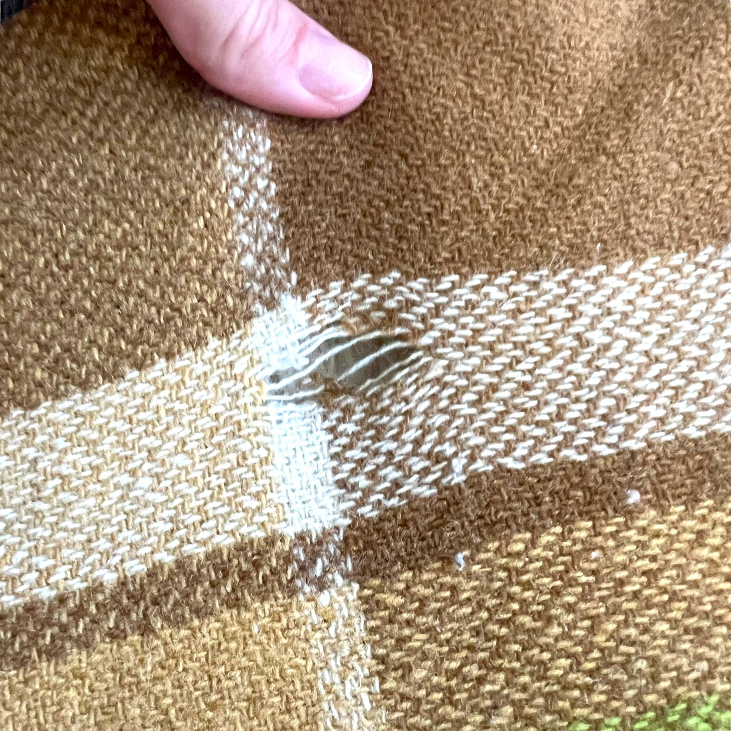 Brown Caramel and Green Wool Blanket