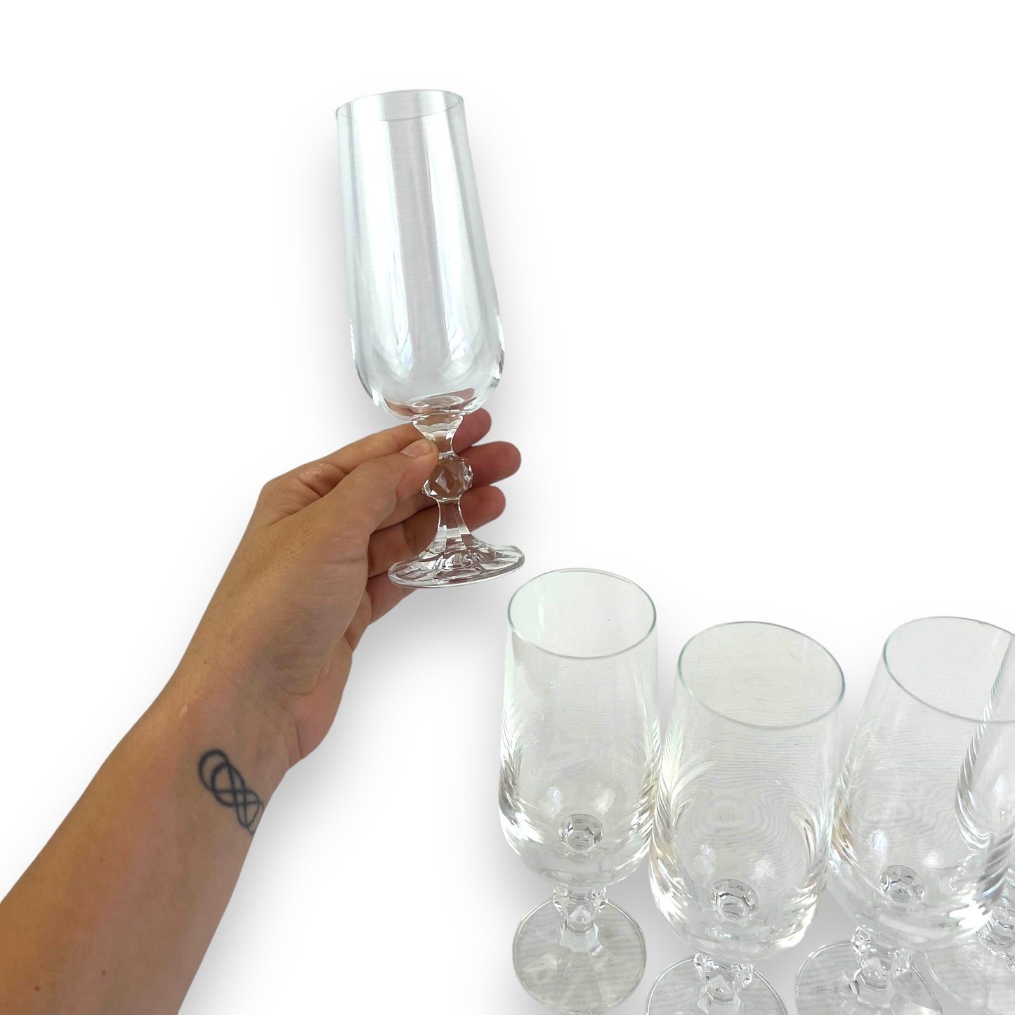 Bohemia Crystal Claudia Champagne Flutes Crystal Glasses Made in Czechoslovakia