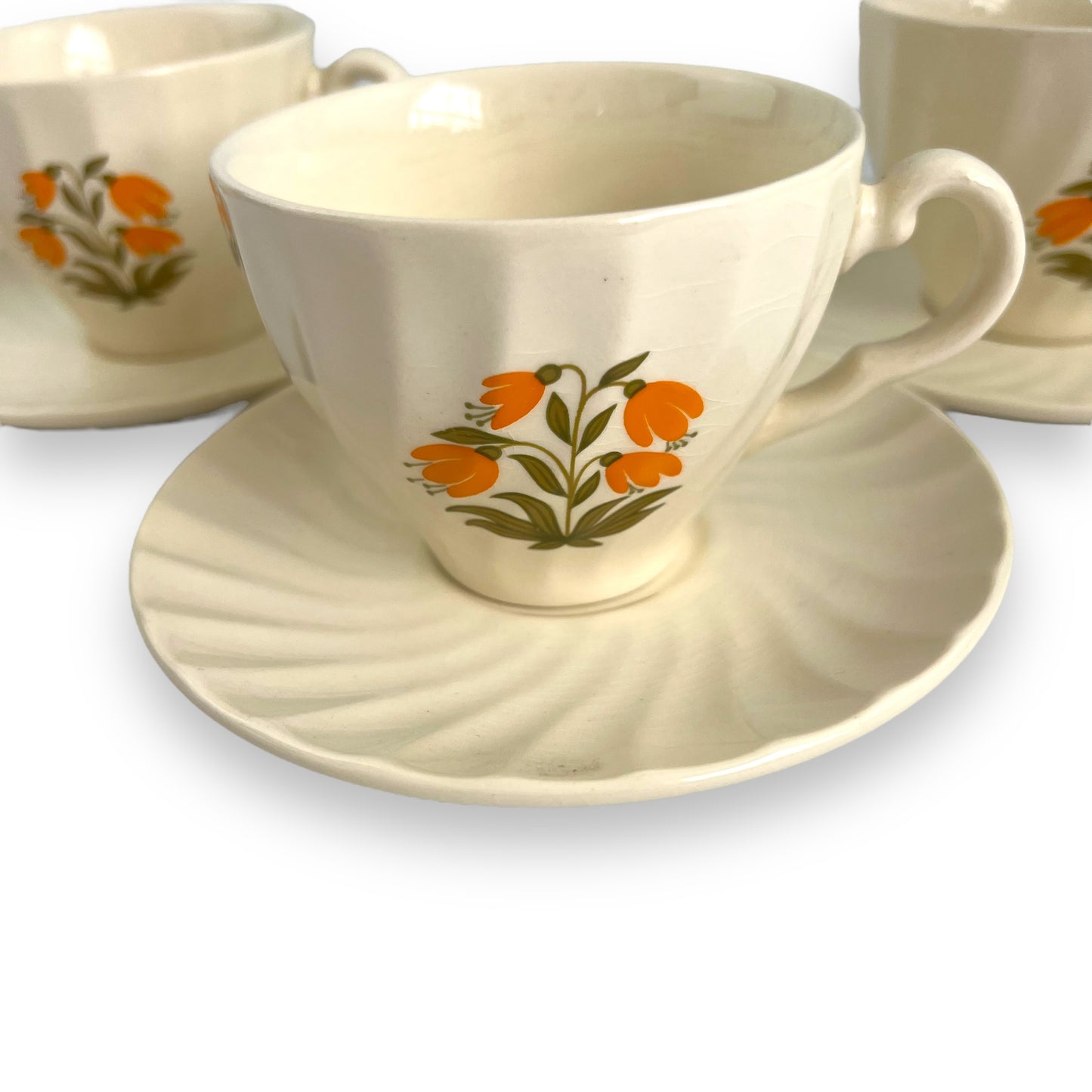 Orange flower teacup & saucer