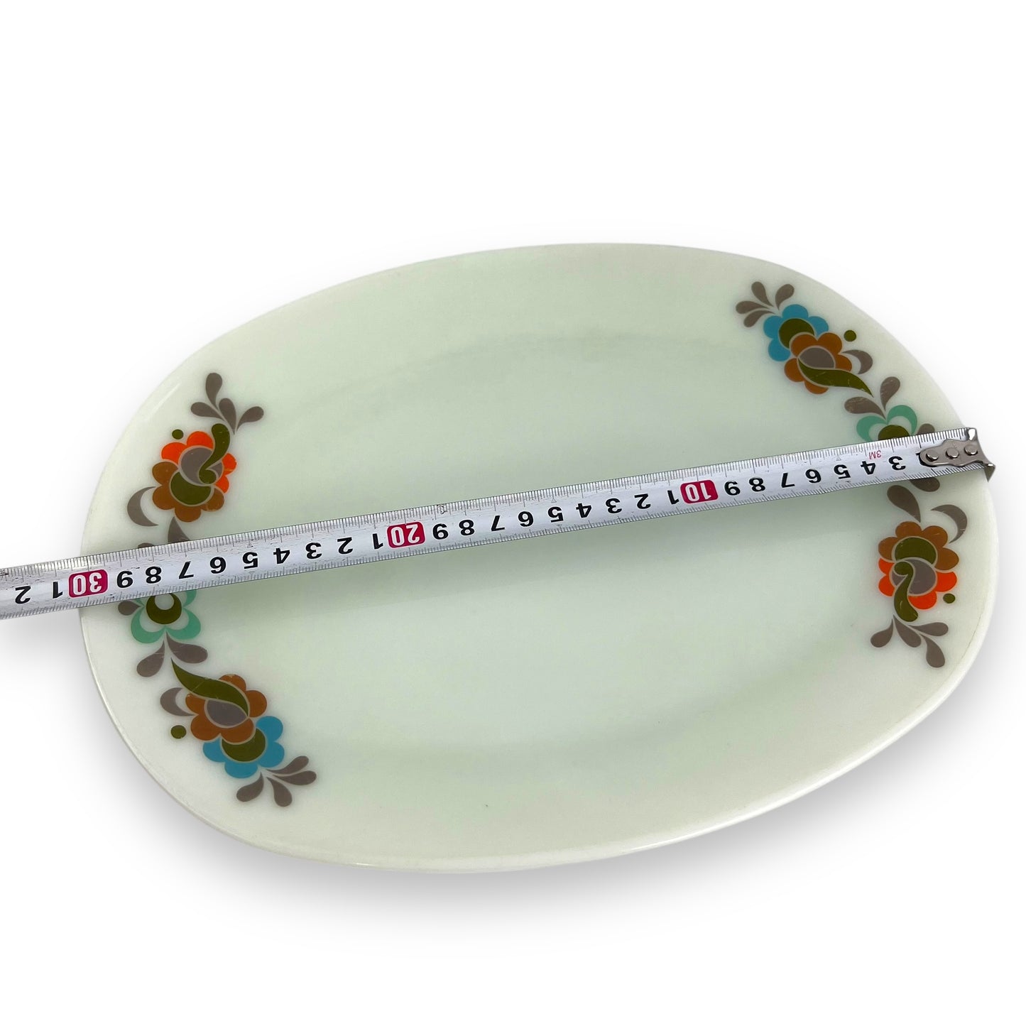 JAJ Pyrex Oval plate colourful flower pattern edges