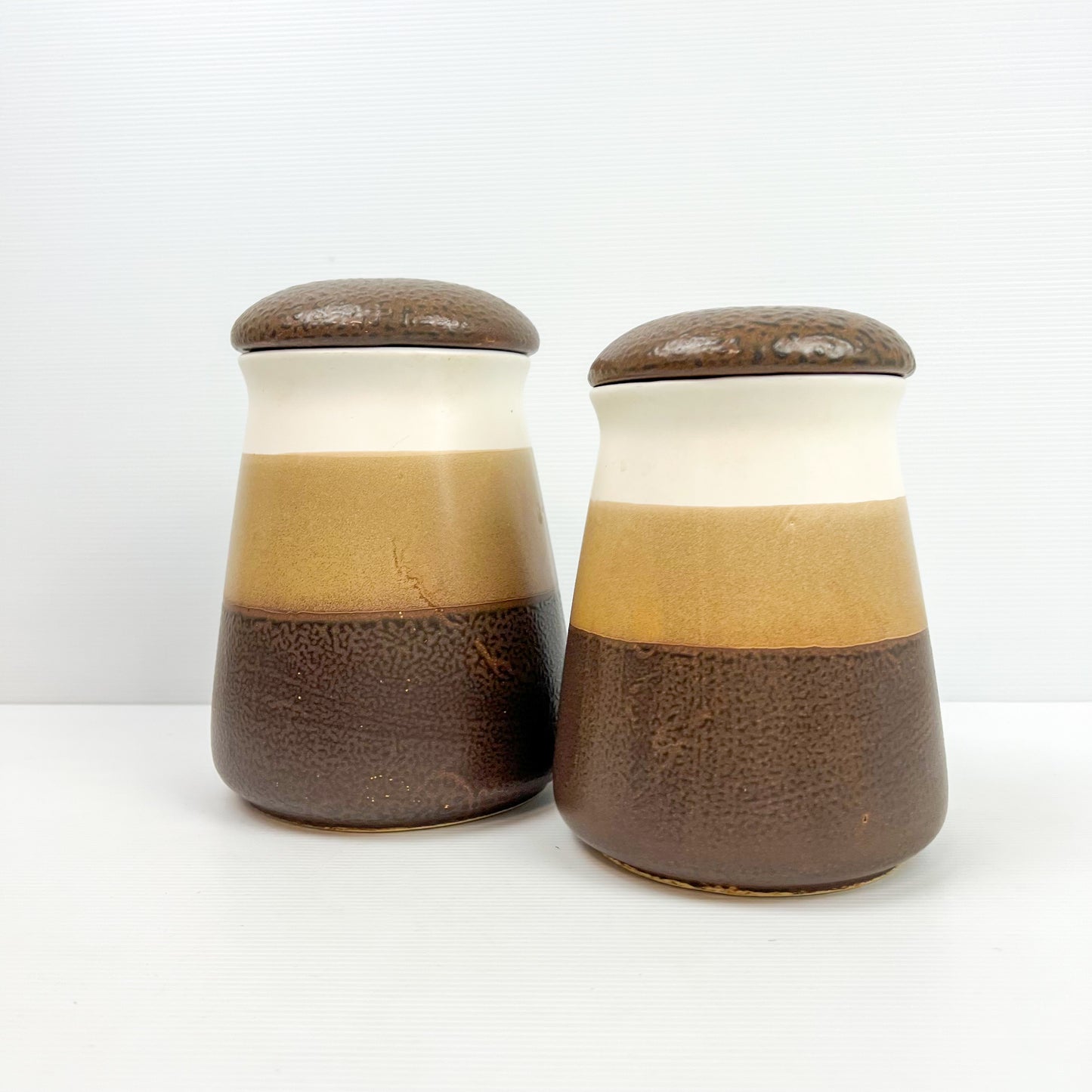 Ceramic Kitchen Storage Canister set with coffee bean shape lids.
