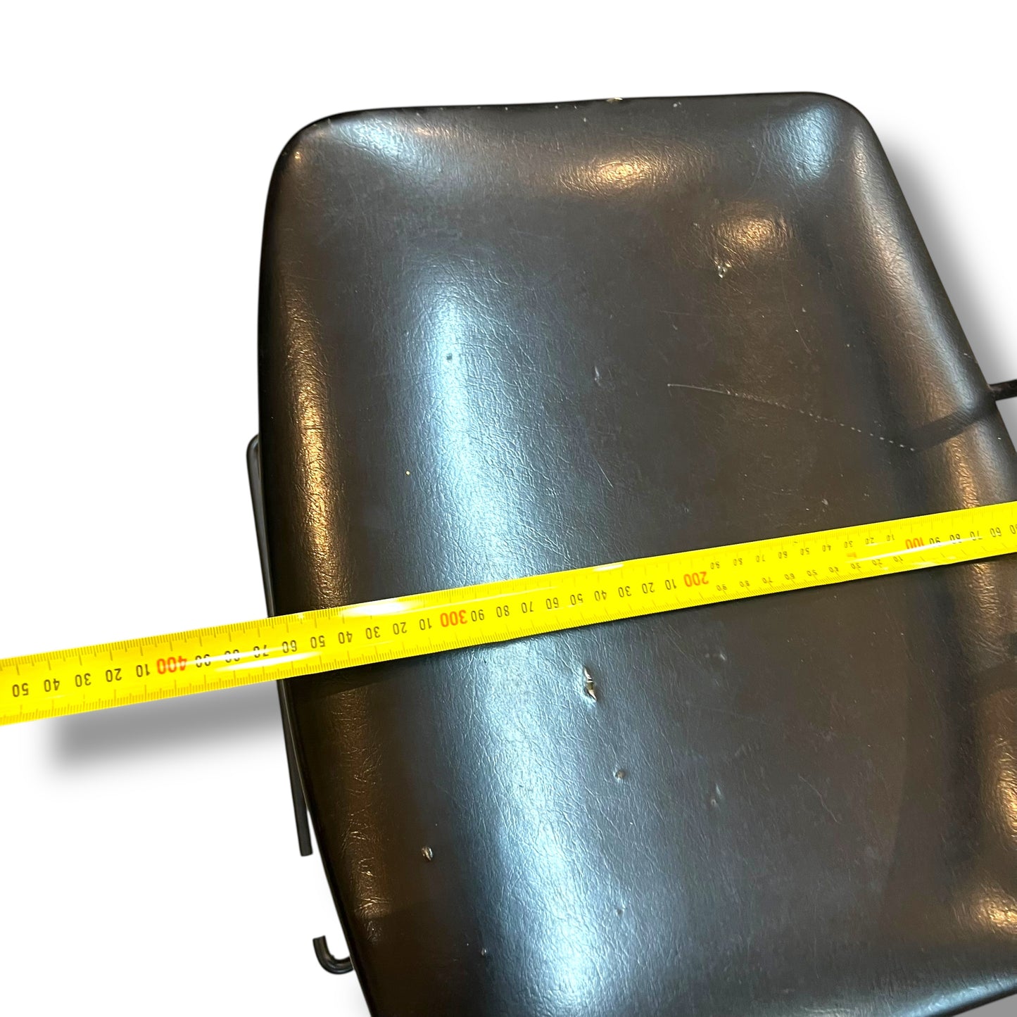 WD Wallace Mid-Century Atomic Bar Stool – Black Vinyl & Wrought Iron Frame