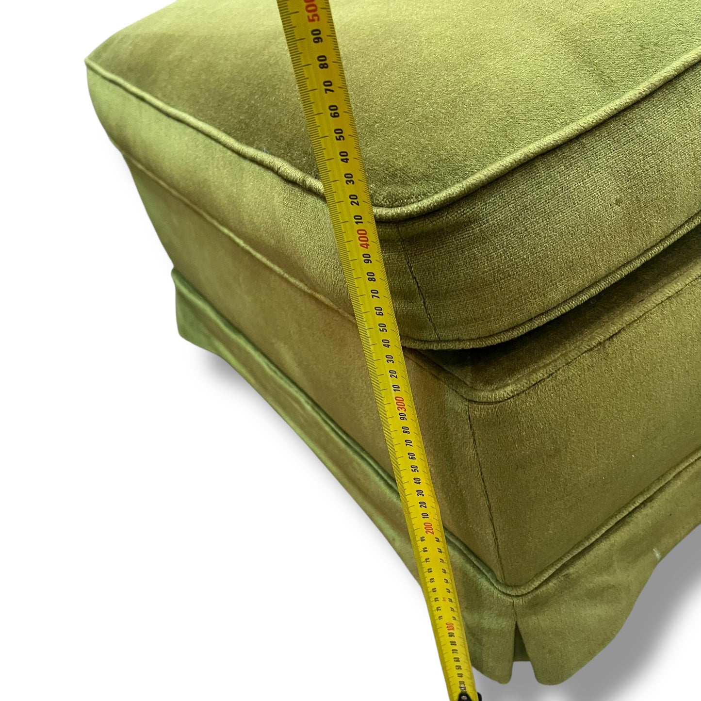 Ottoman — Green Velvet Upholstery, Feather Cushion