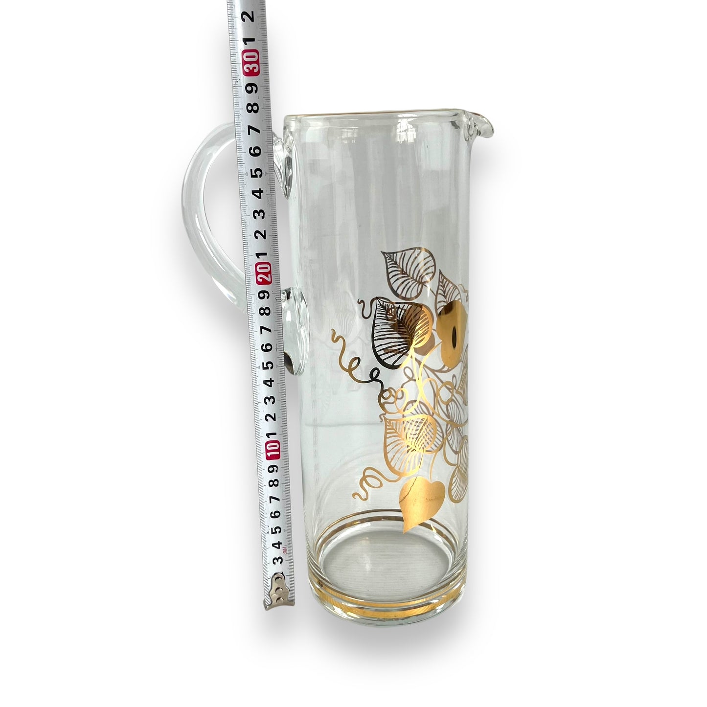 Clear Glass Pitcher Jug with Gold Love heart leaf decal