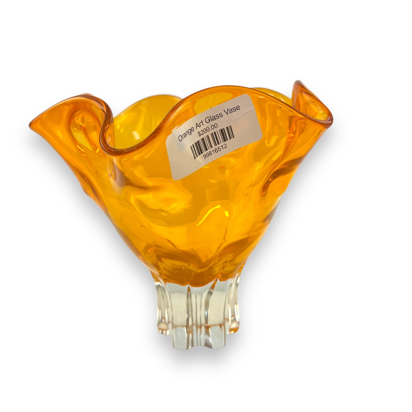 Orange Art Glass Vase
