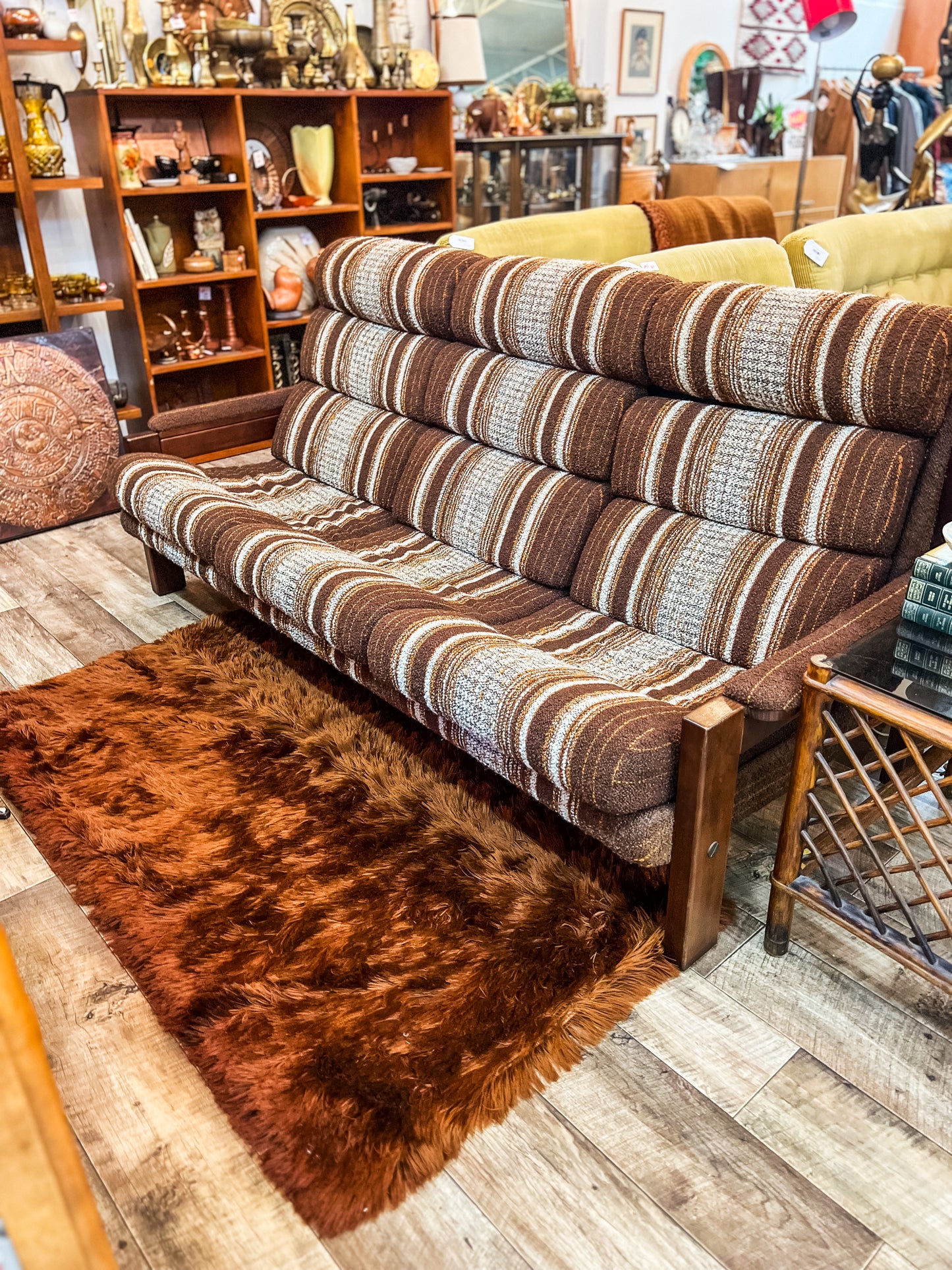 Danish Deluxe Mid Century 3-Seater Lounge – Striped Upholstery