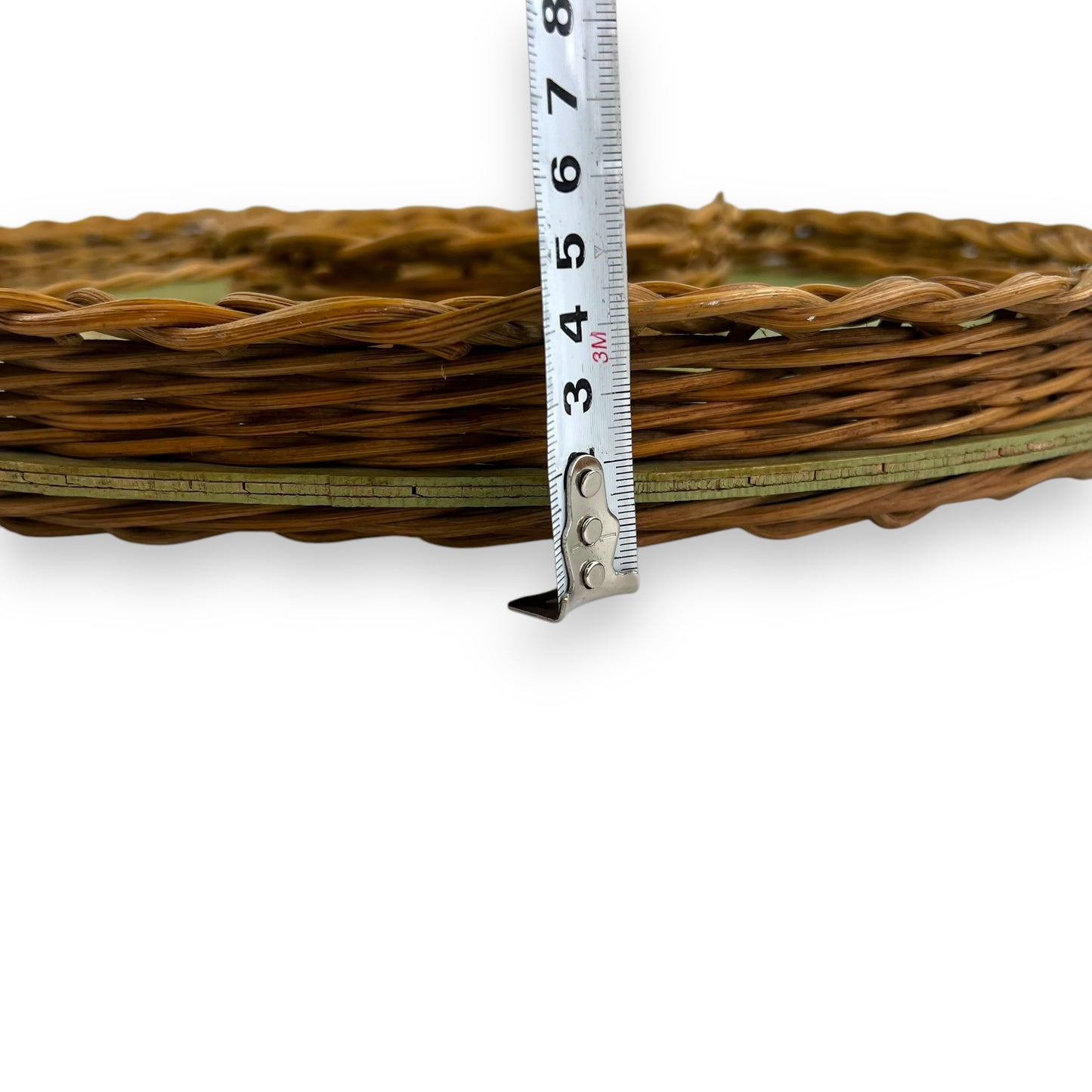 Green cane sectioned basket round tray