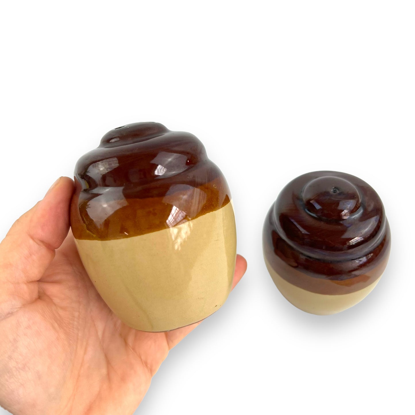Brown Stripe ceramic salt & pepper shaker set