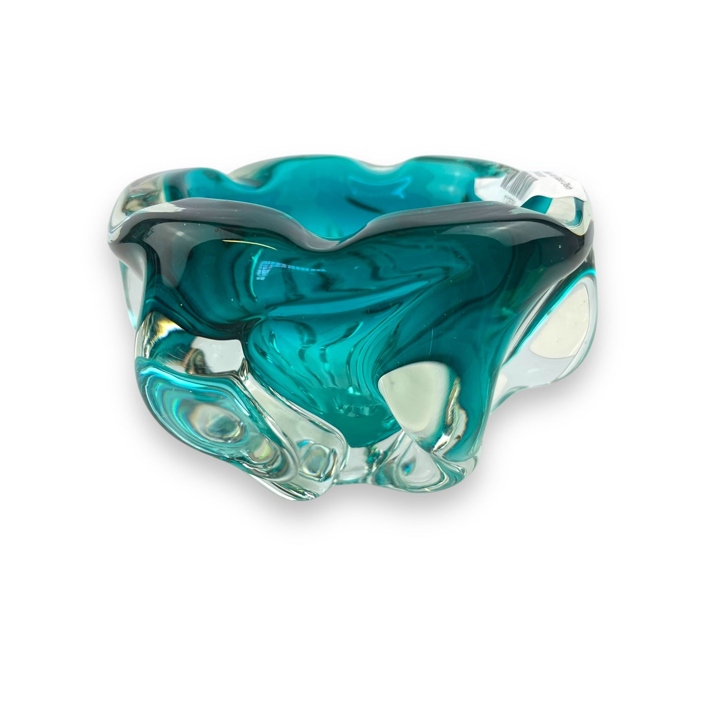 Blue and clear Art Glass Dish