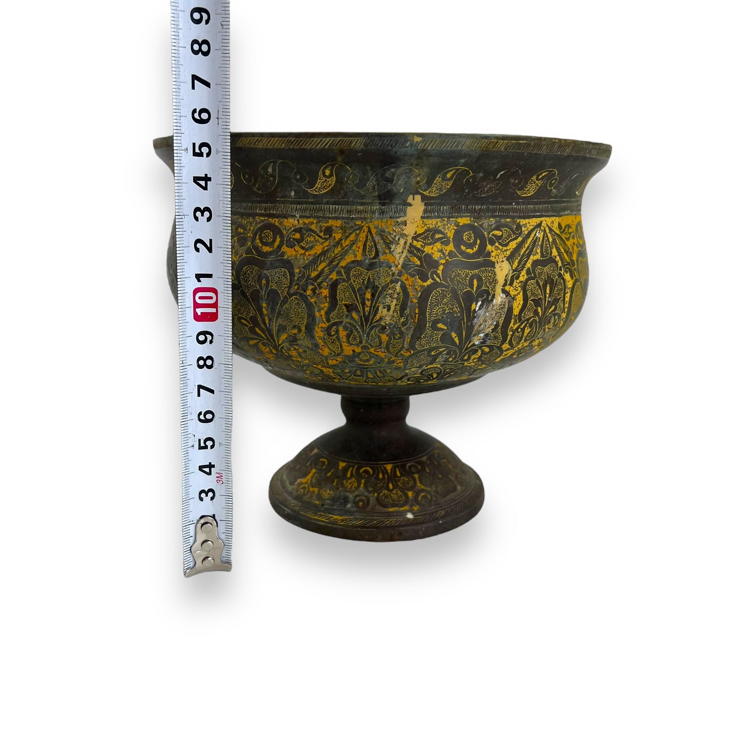 Brass flower etched rustic vase