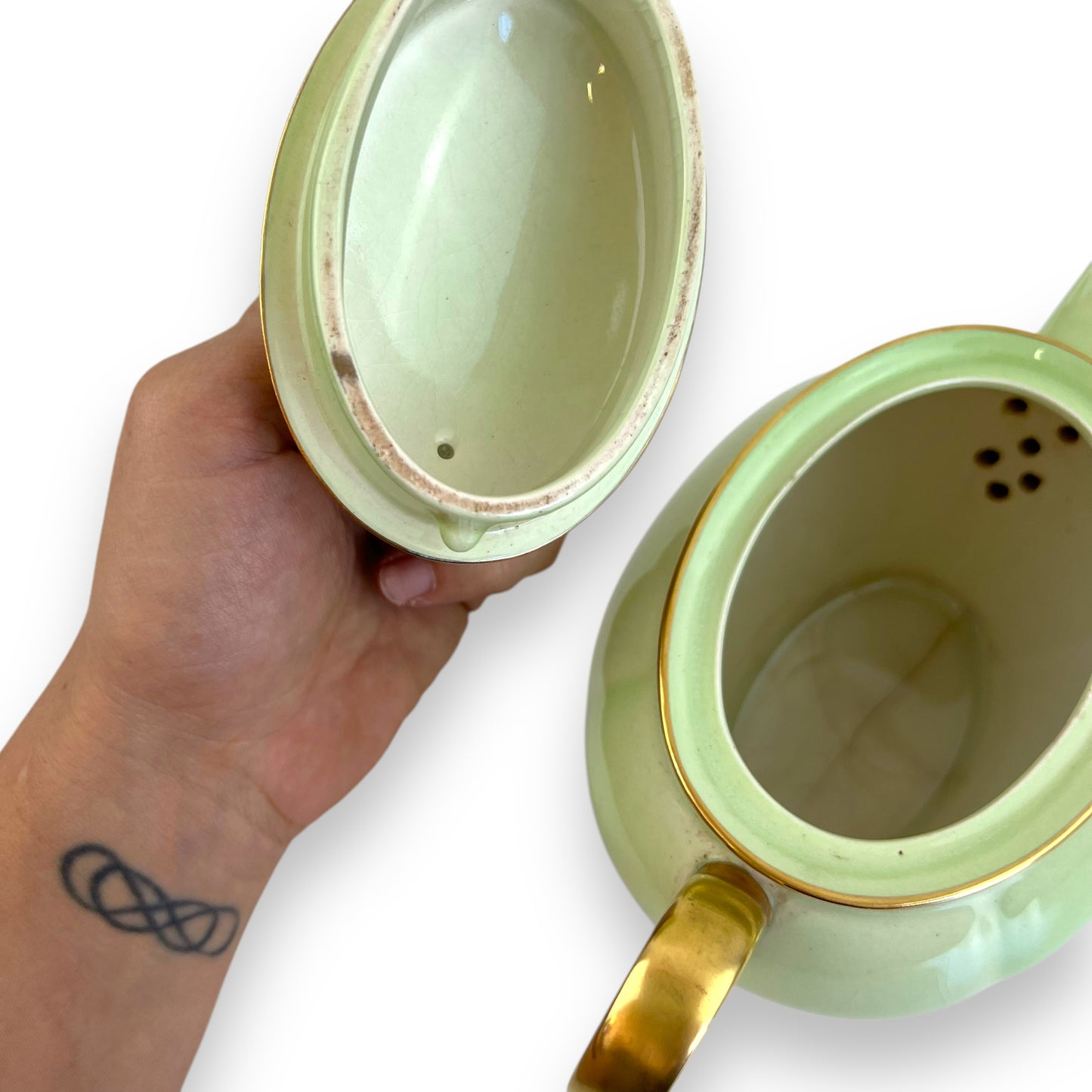 Corningware Green & Gold Teapot
