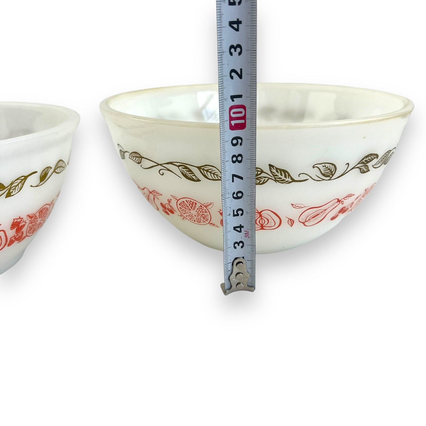 Pair of Vintage Fruit Design Milk Glass Bowls
