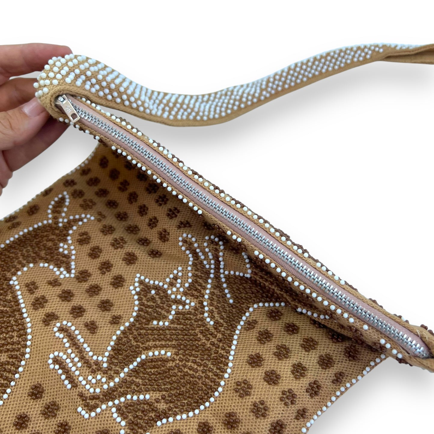Kangaroo Beaded Shoulder Bag with Fringe