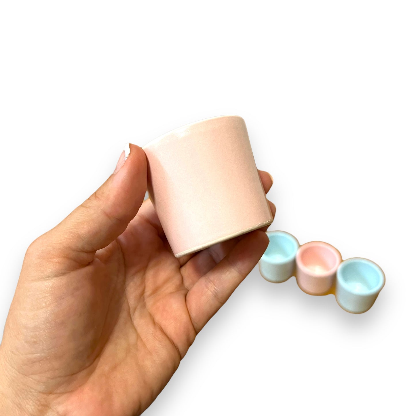 Set of 4 Pastel Stoneware Ramekin cups by Ceramica - Pink & Blue