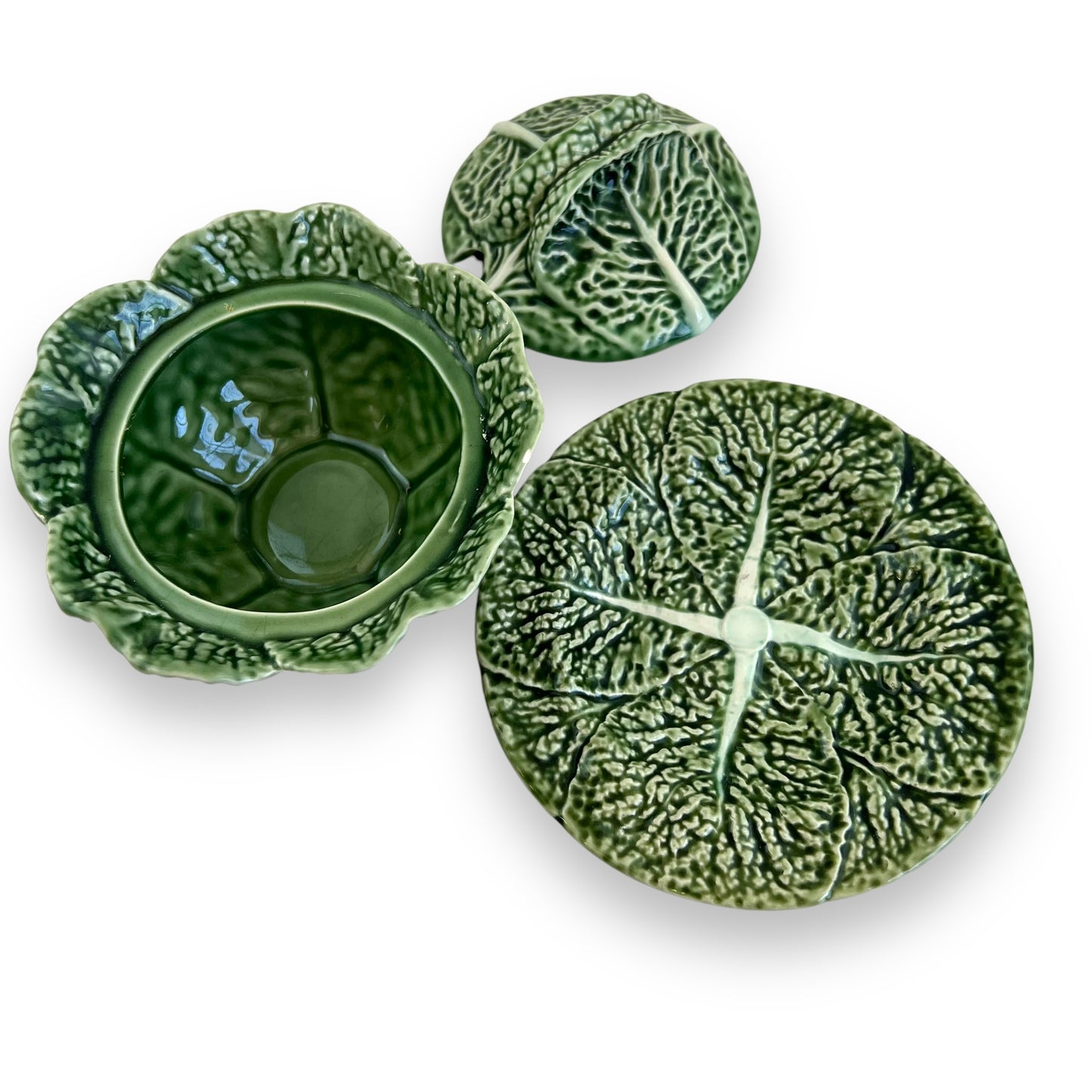 Bordallo Pinheiro Cabbage Ware condiments dish & Plate