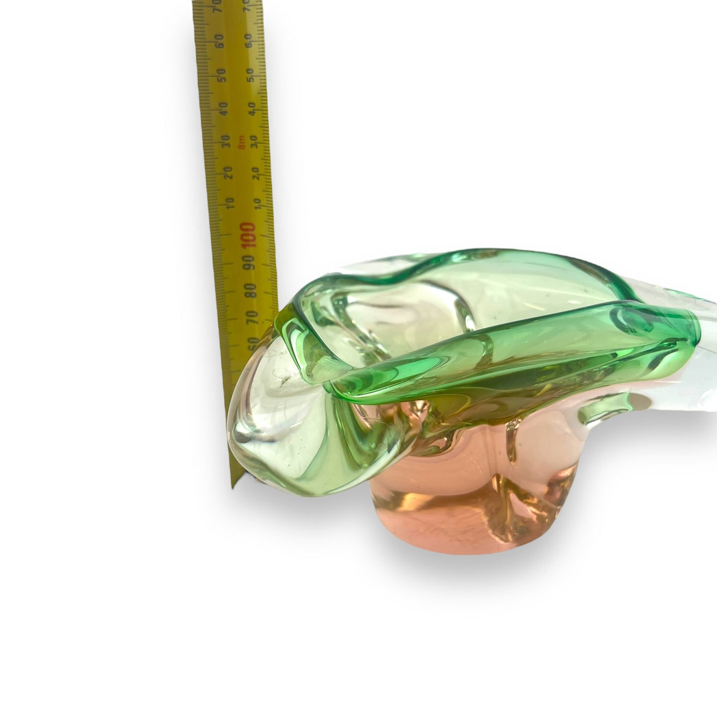 Green & Pink Art Glass Dish