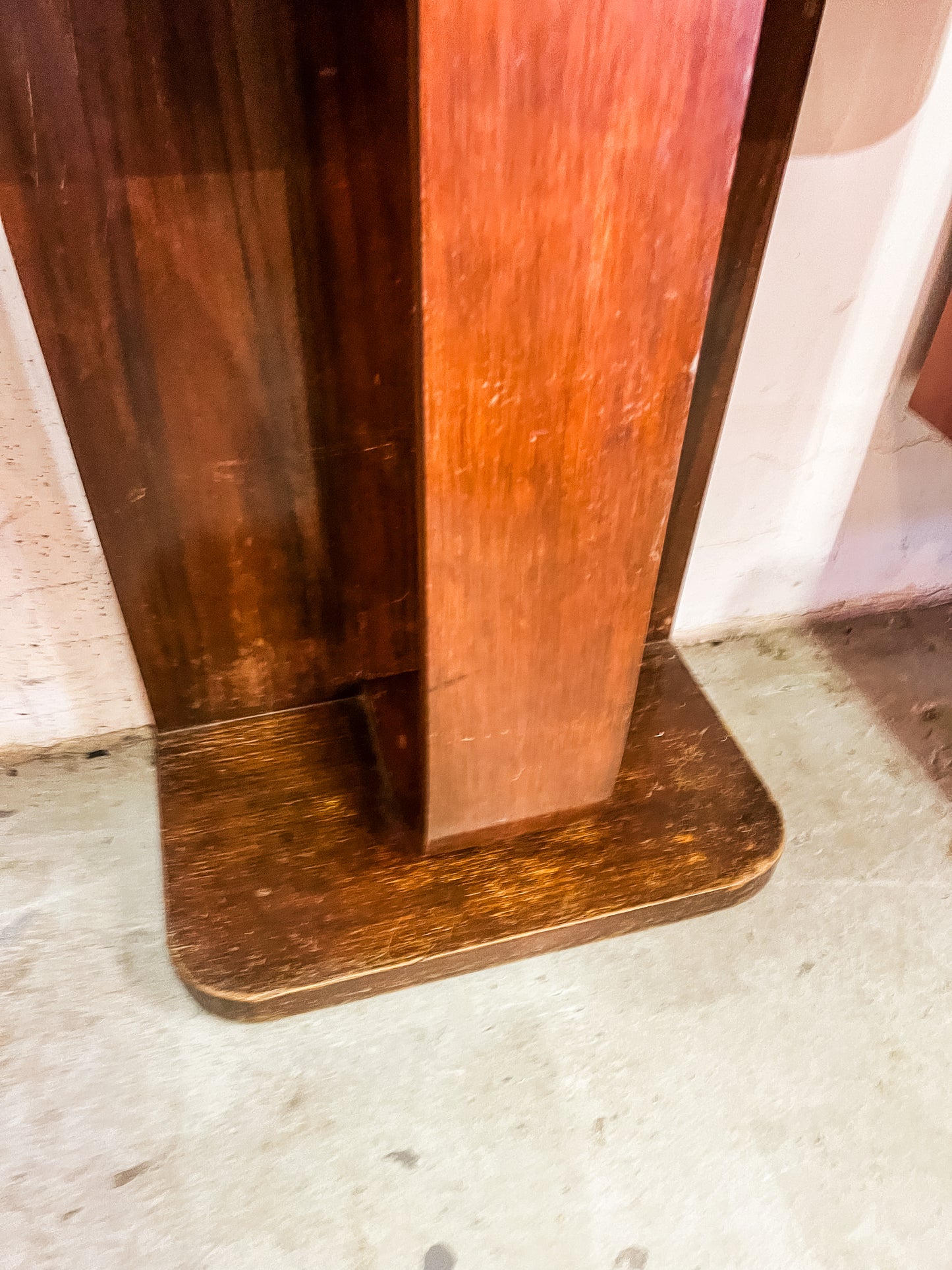 Art Deco Wood Veneer Hallway Stand with Mirror & Hooks