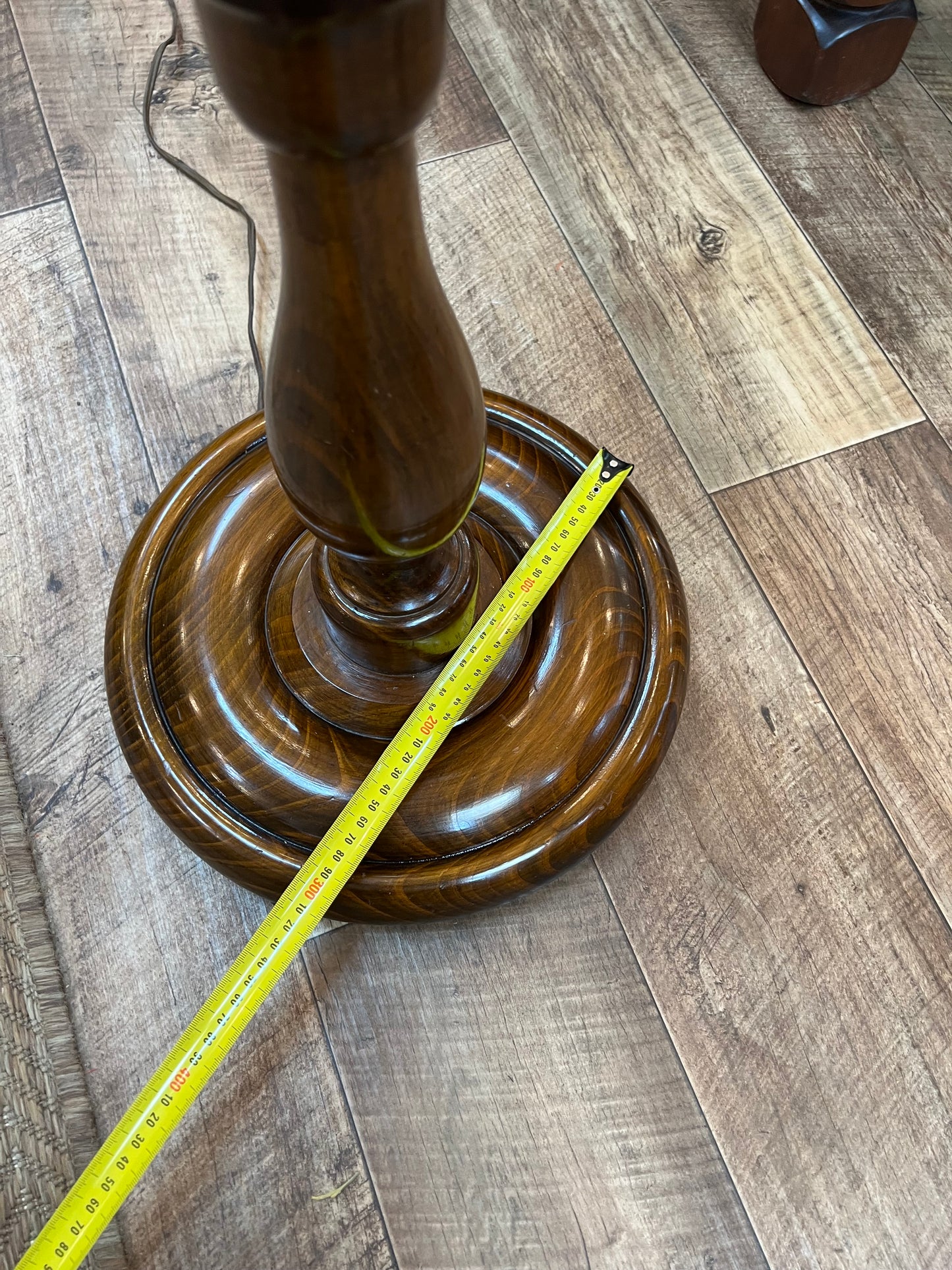 Timber Floor Lamp with Mustard Drum Shade