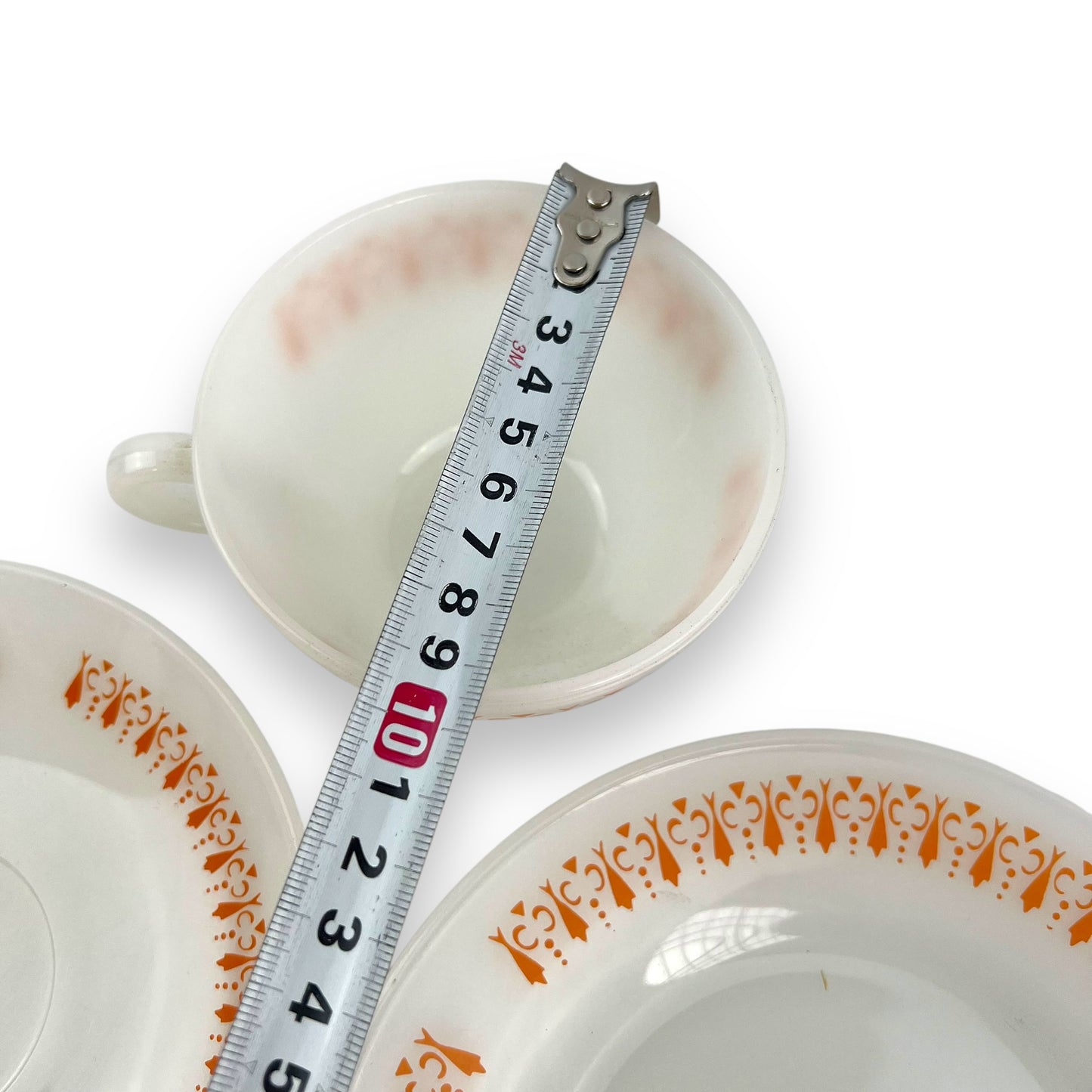Termo-Rey Orange & white Cup & Plate Trio - Made in Brazil