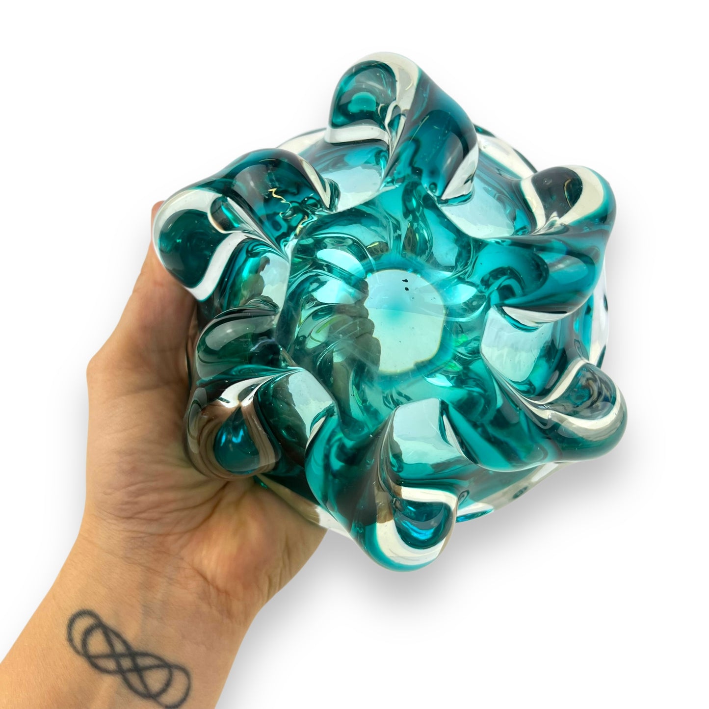 Blue and clear Art Glass Dish