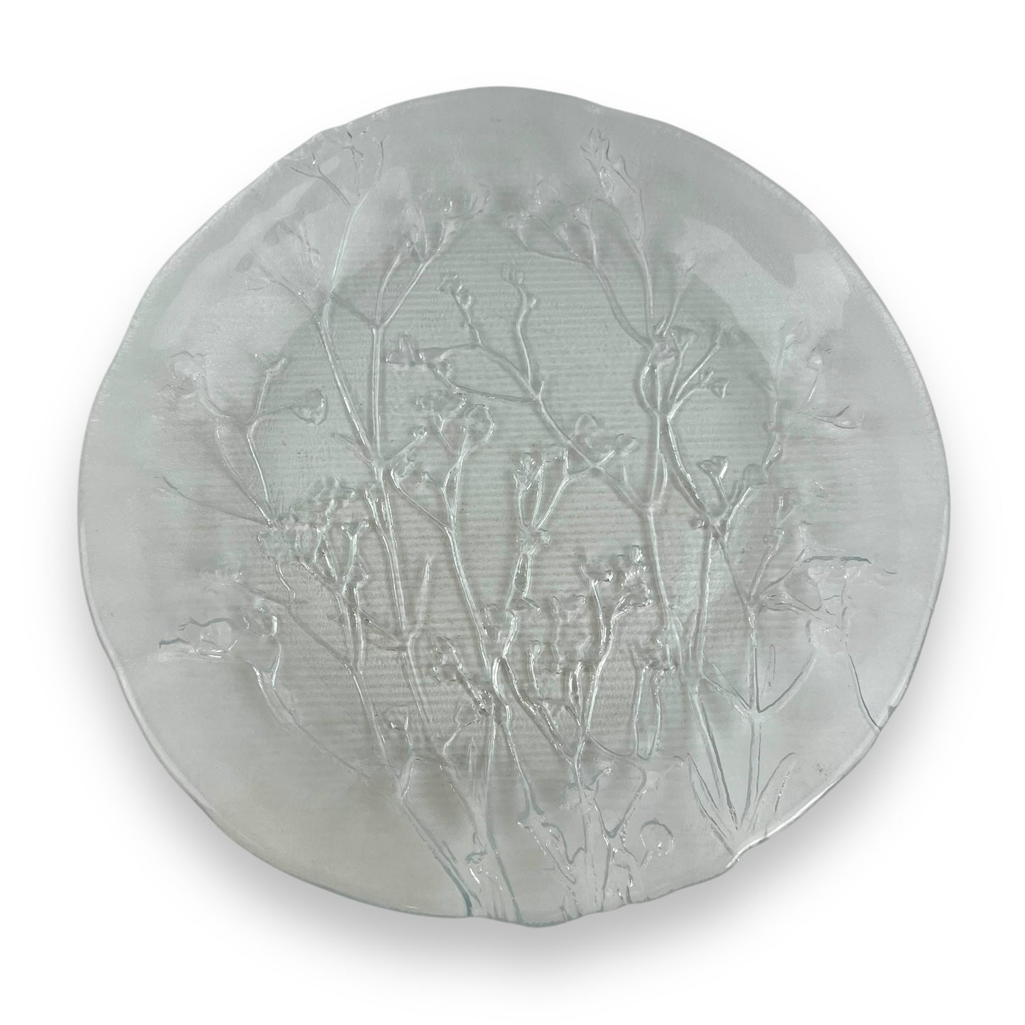 Floral Design Embossed Glass Plate