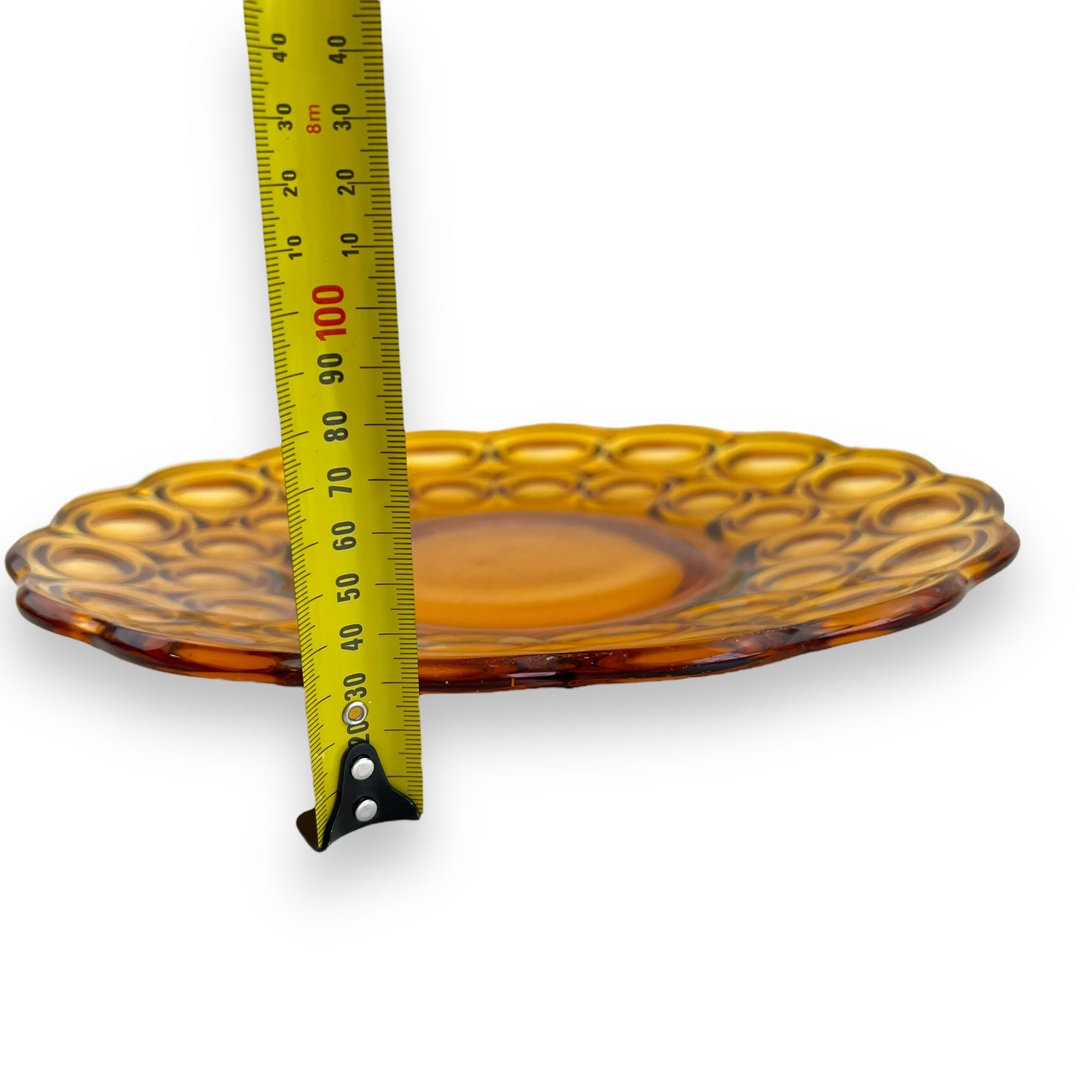 Amber Glass Plate with circle pattern