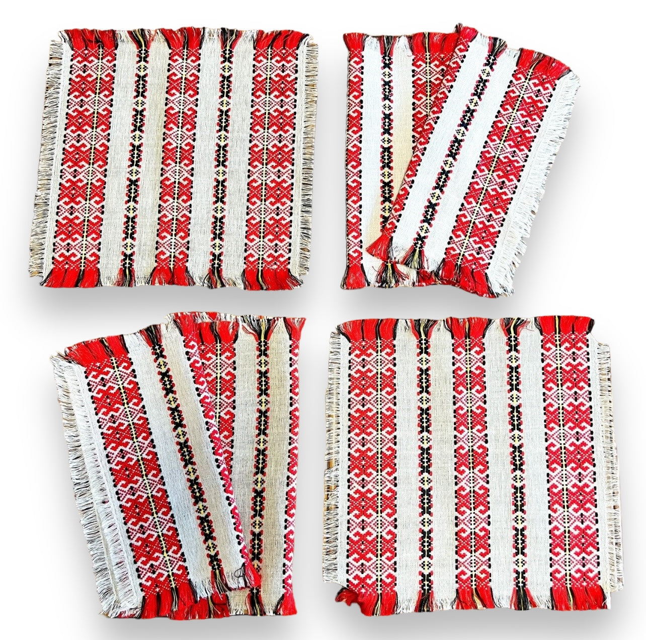 Woven Red, white and black placemats set of 6