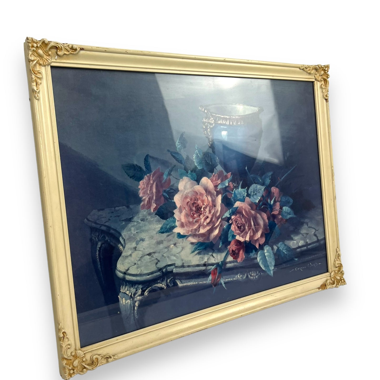 Vernon Ward Rose & Vase Framed Art Print