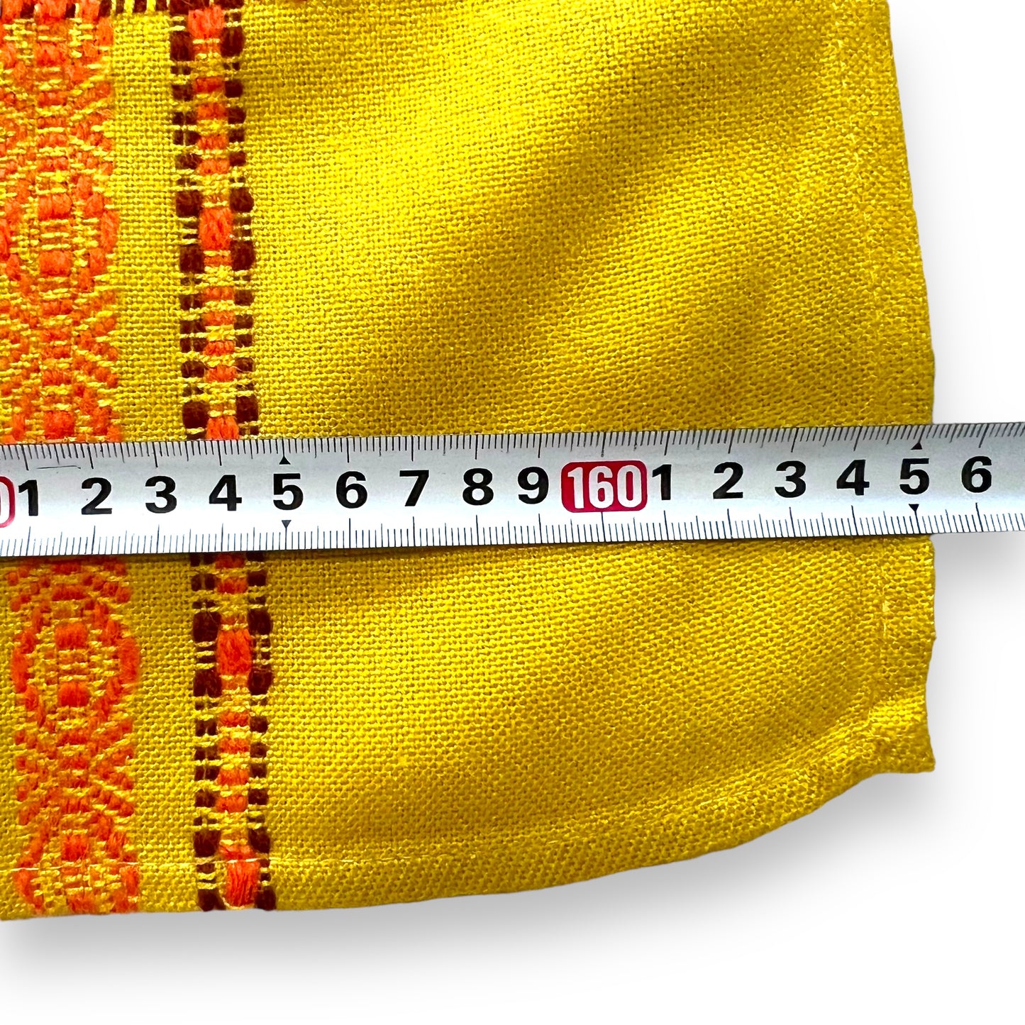 Retro Mustard Yellow With Orange striped pattern border tablecloth