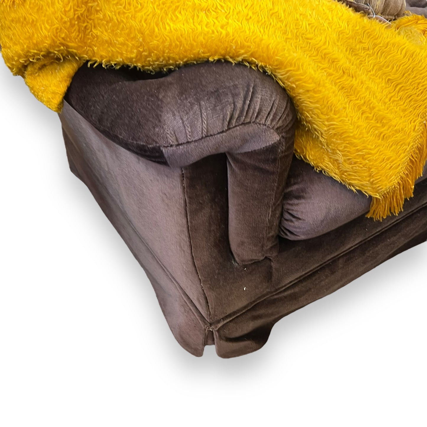 Brown Velour Two-Seater Lounge