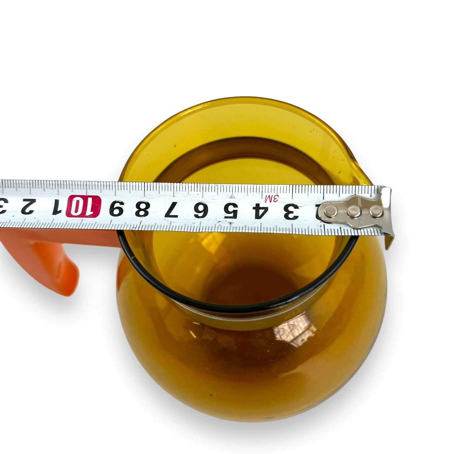 Amber glass teapot jug orange handle (missing lid)